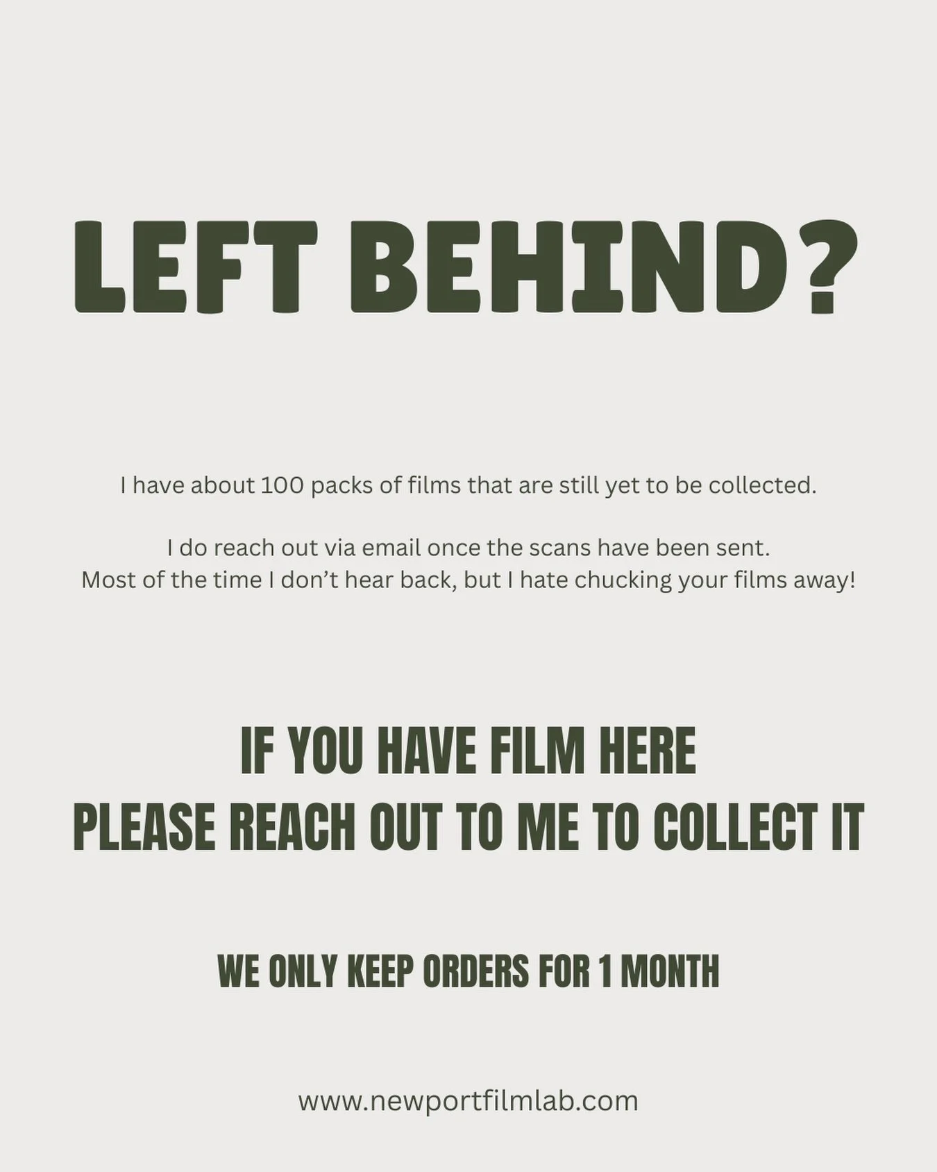 If you have film still waiting to be collected, please drop us a DM, WhatsApp, call&hellip; anything. My drawers are overflowing and I need to start throwing some stuff out that&rsquo;s past due! 😭 

Don&rsquo;t make me do it!!!