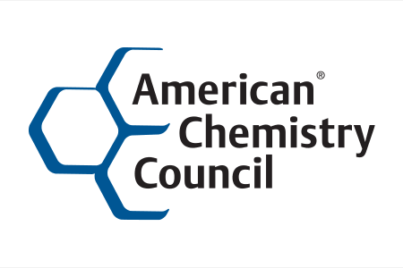 Logo of the American Chemistry Council with a stylized blue hexagon and black text.