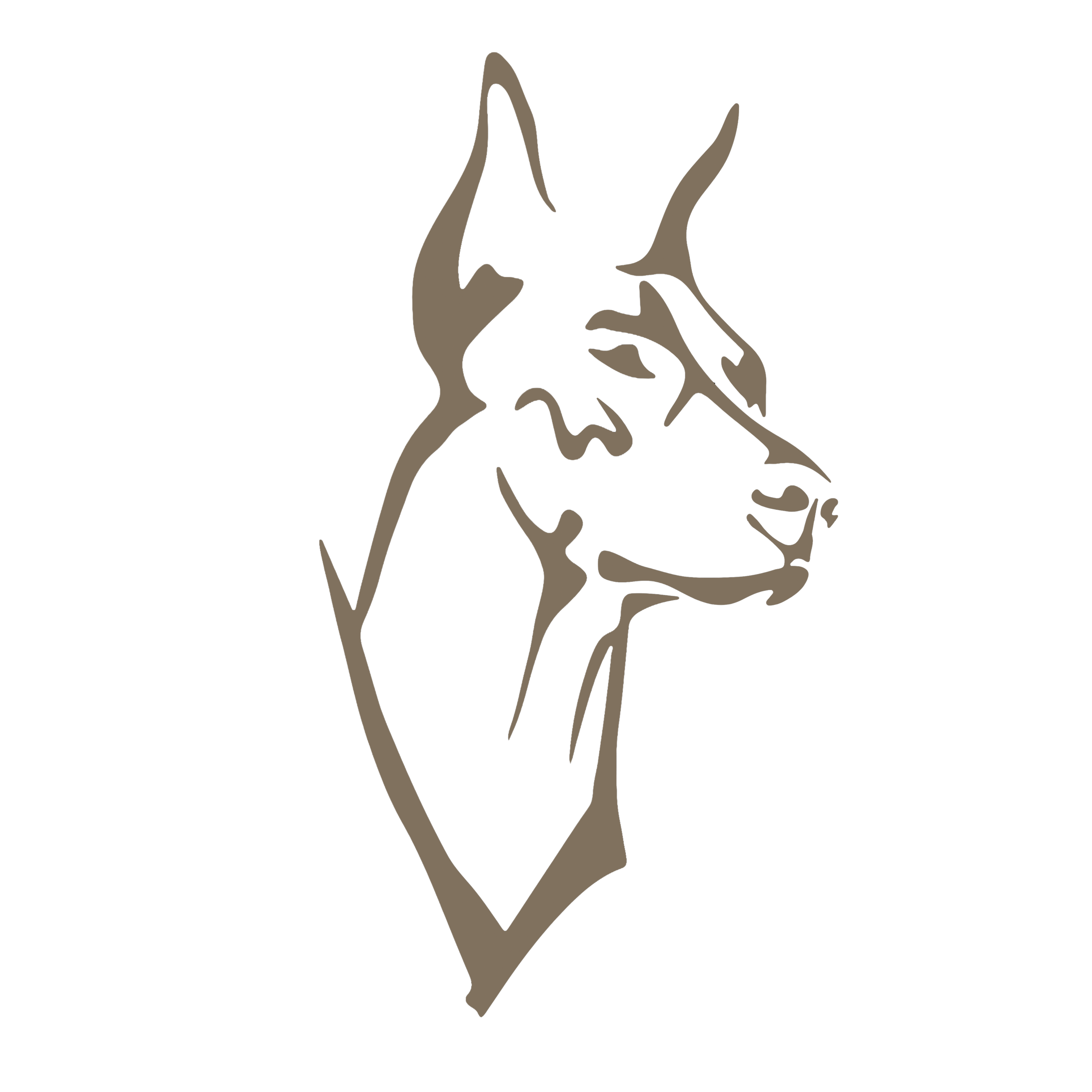 Stylized outline of a Doberman dog from Big Dog Insulation LLC Logo