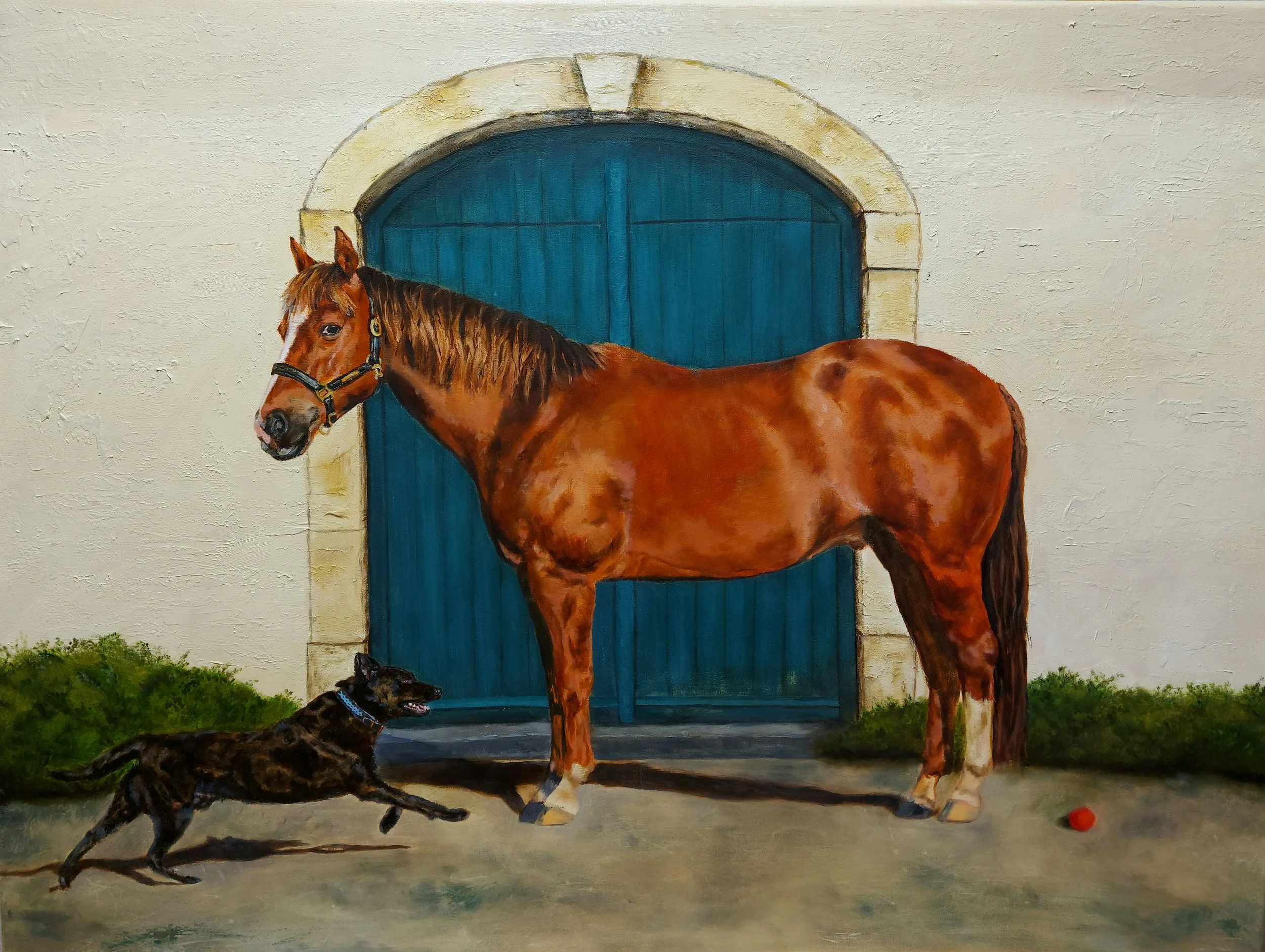 "The red ball"
80 x 60 cm olieverf - te koop 
