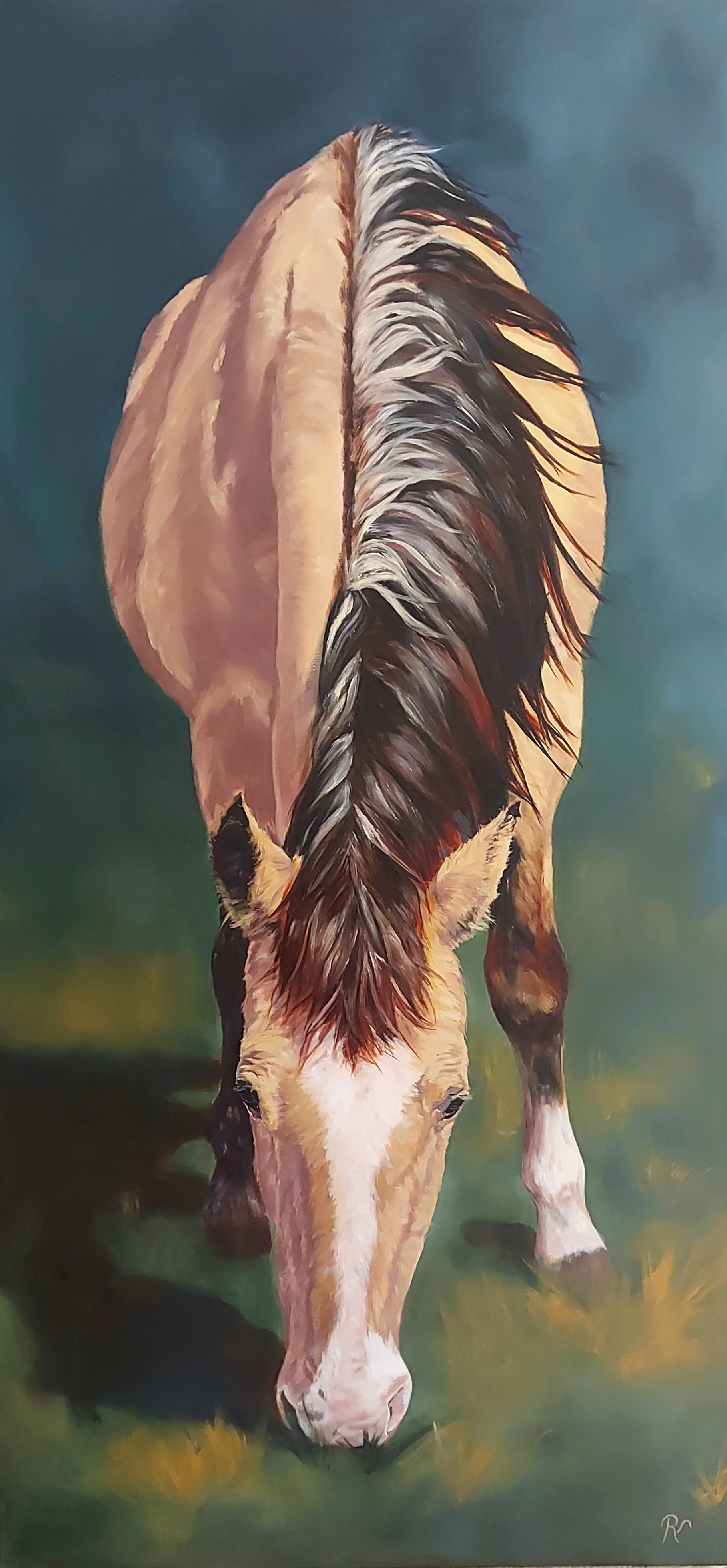 "Company" 
120 x 60 cm olieverf  - verkocht -
Shi, Paardenkamp Soest 2024