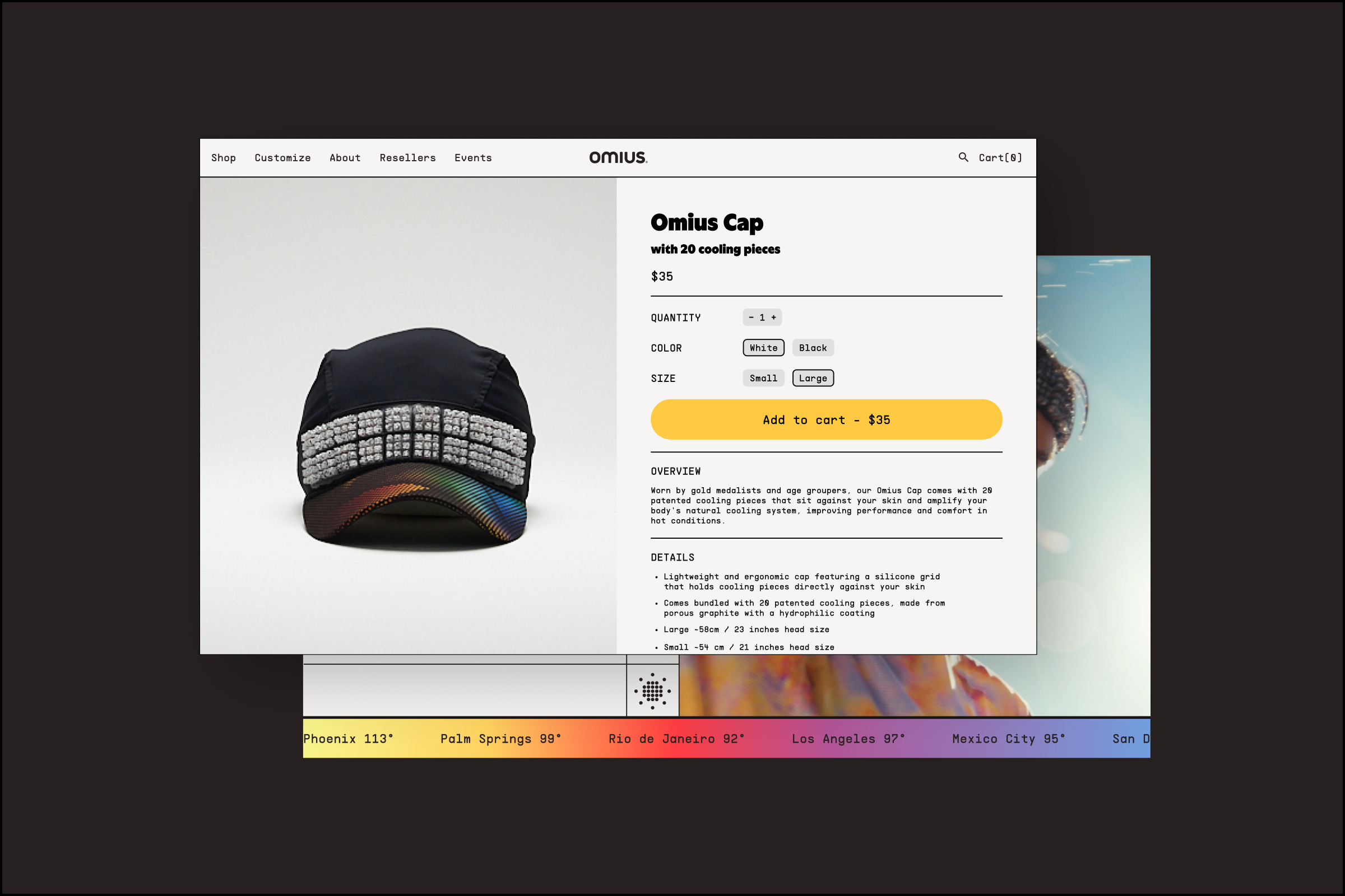PDP page for Omius site design by LETTER A