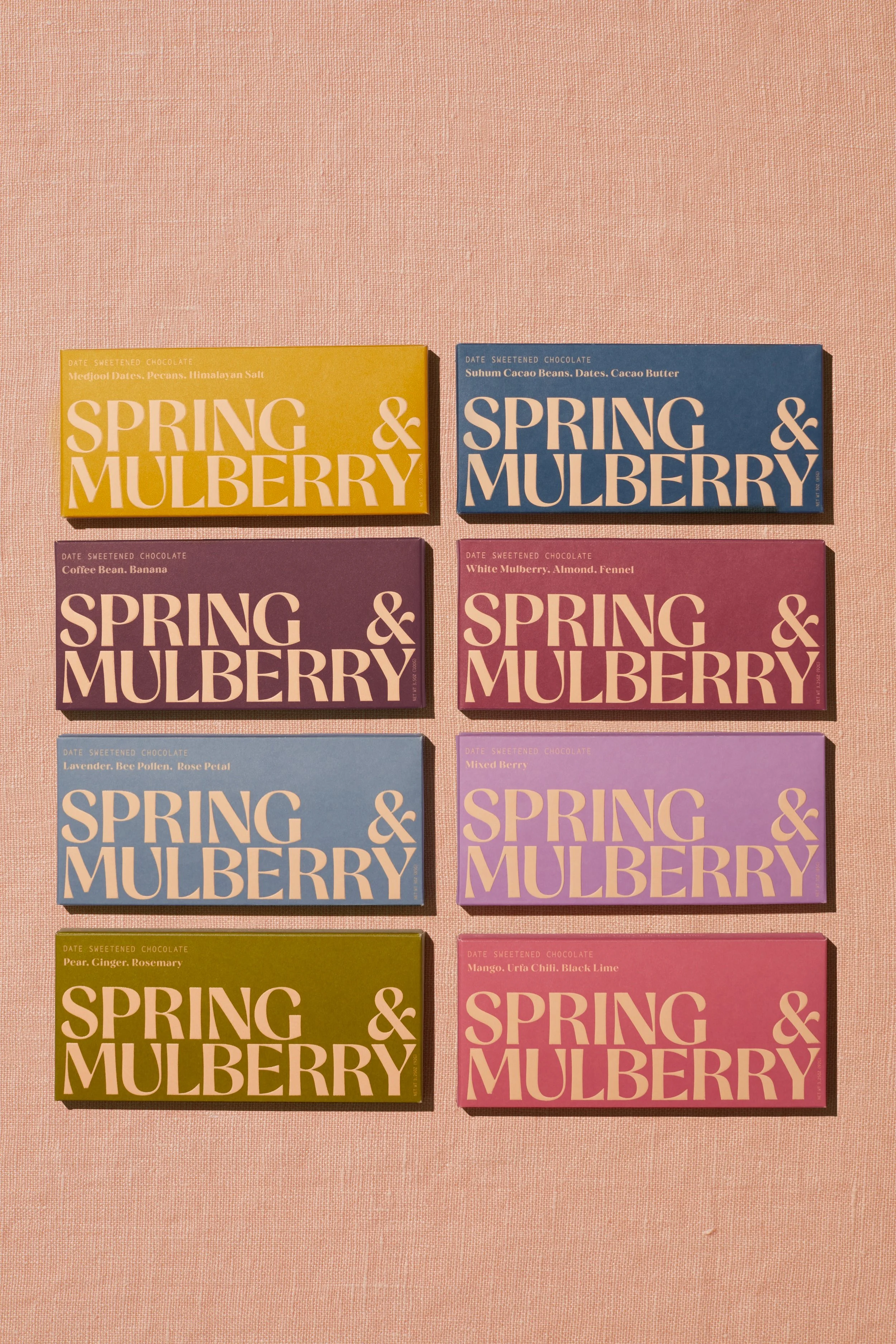 Collection of Spring & Mulberry boxes designed by LETTER A
