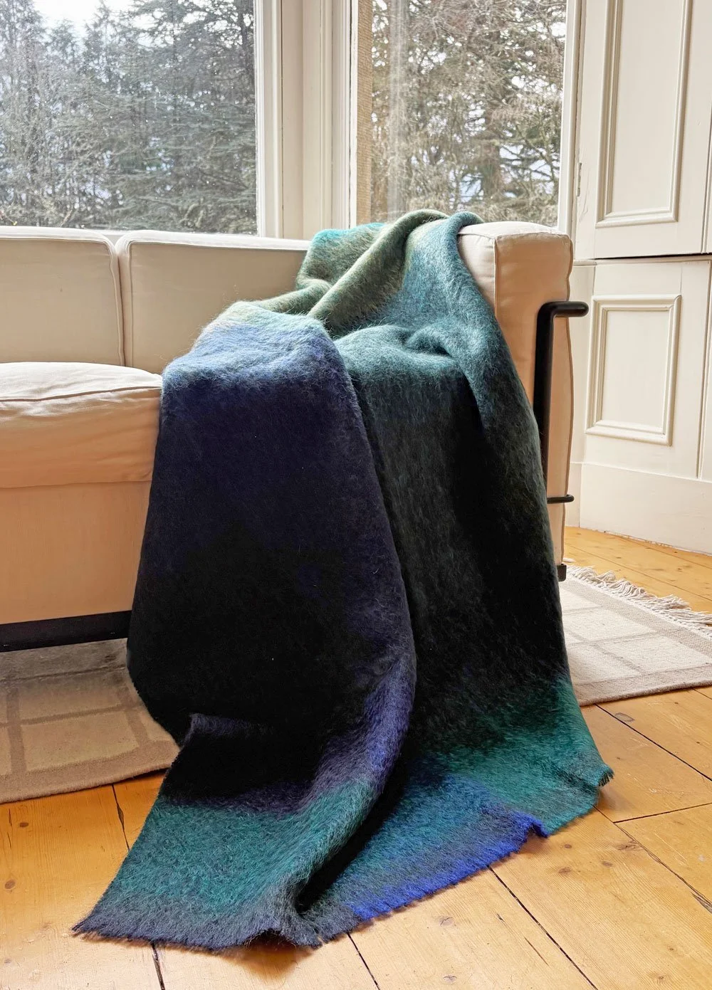 Mohair Throw Abstract, Evergreen
