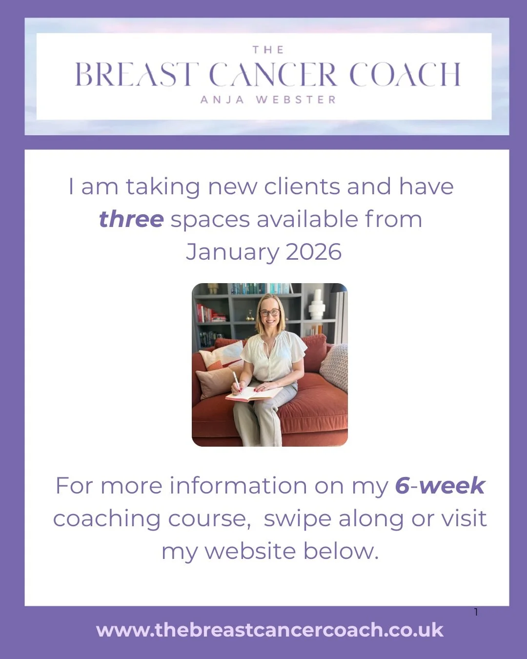 Your Empowered Life After Breast Cancer, is a six-week coaching course designed and tailored to meet each individual&rsquo;s needs as they move on after cancer. 

My clients typically want to explore and discuss:

✨ Confidence &amp; Identity 
✨ Mindf