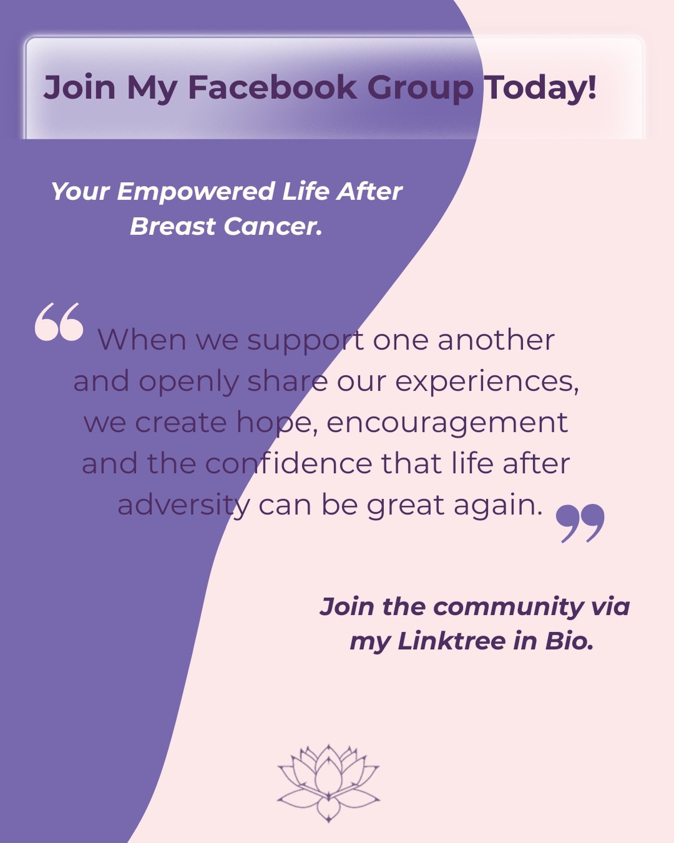 Getting a breast cancer diagnosis is enormous and life never quite returns to what it was before. It&rsquo;s tough and it can feel lonely.

That is why community and shared support becomes more important than ever ✨

When we support one another and o