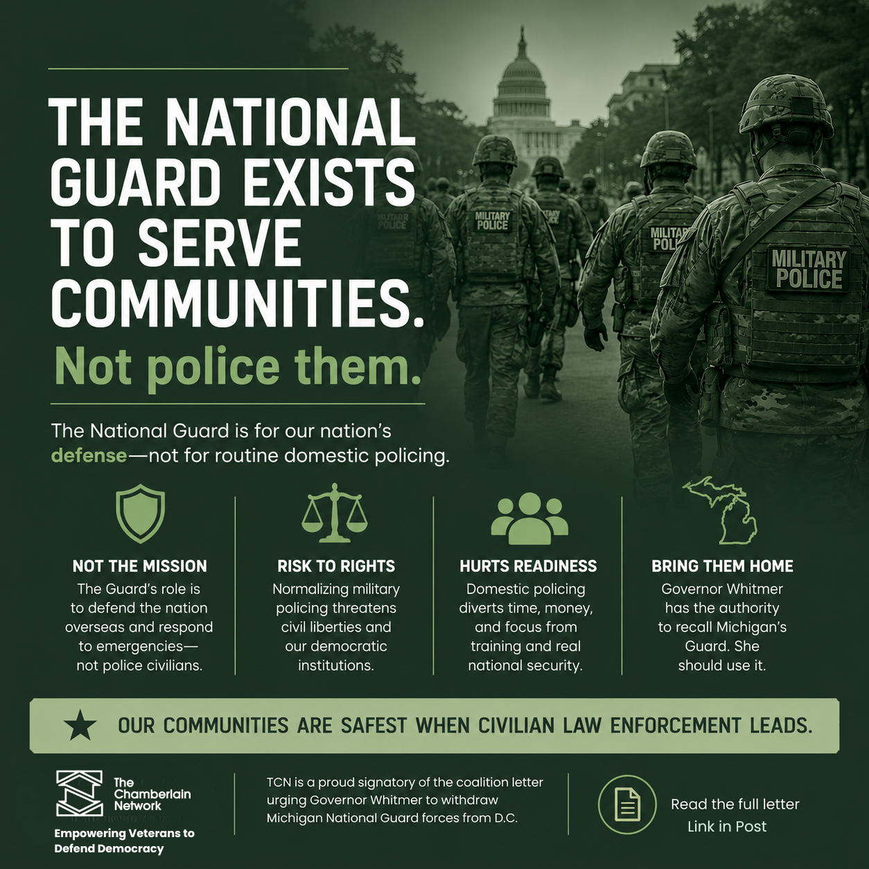 The Chamberlain Network Joins 25 Organizations Urging Governor Whitmer to Bring Michigan's National Guard Home from Washington