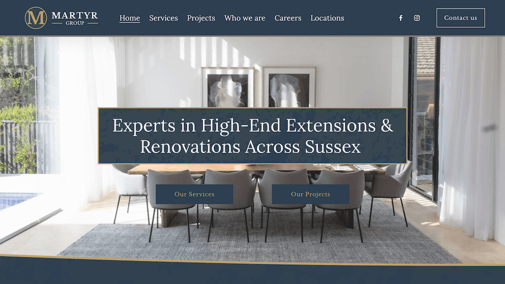 Website build for construction firm/builders Martyr Group based in Sussex 