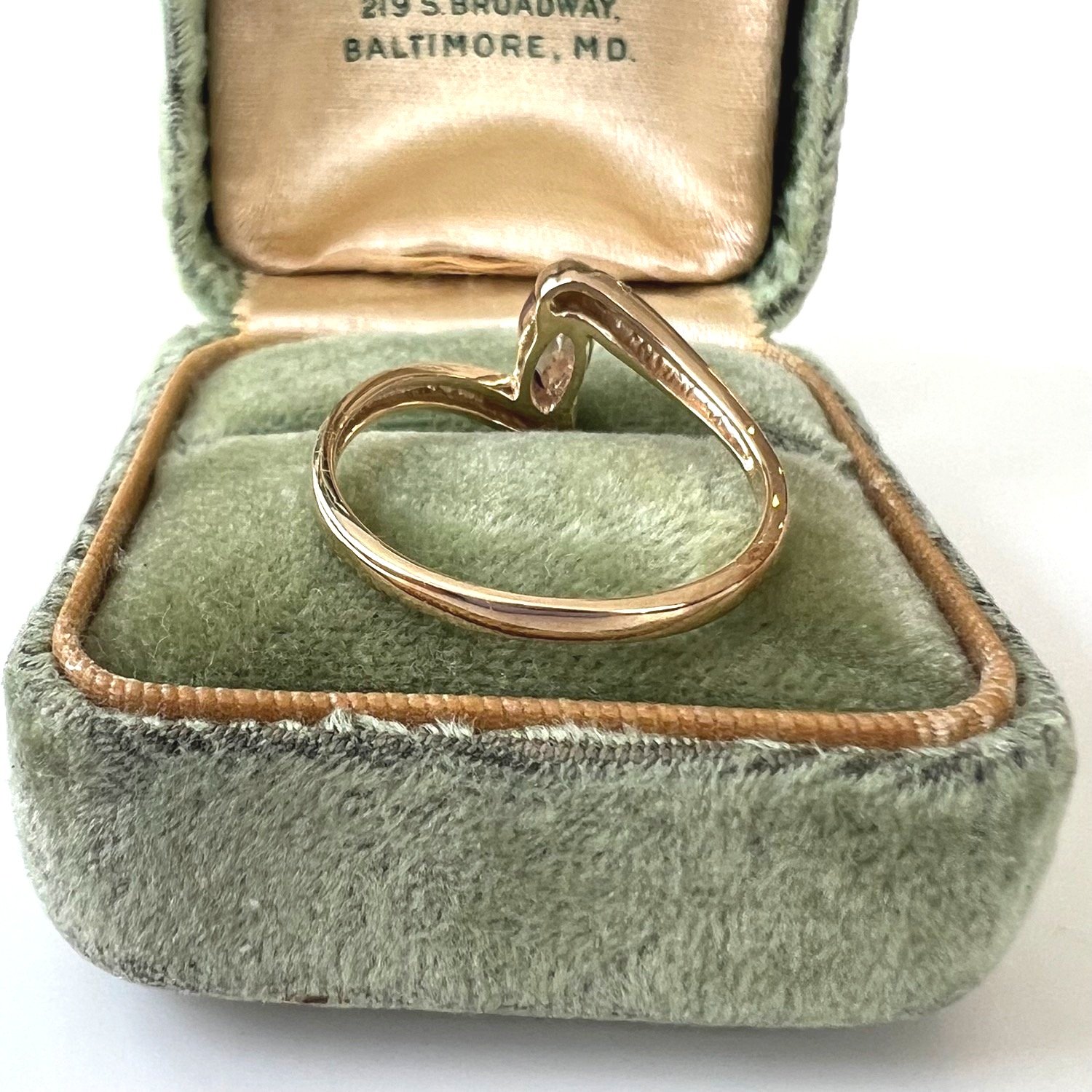 Smoky Quartz Marquis yellow gold Crossover Ring - Size 6.75