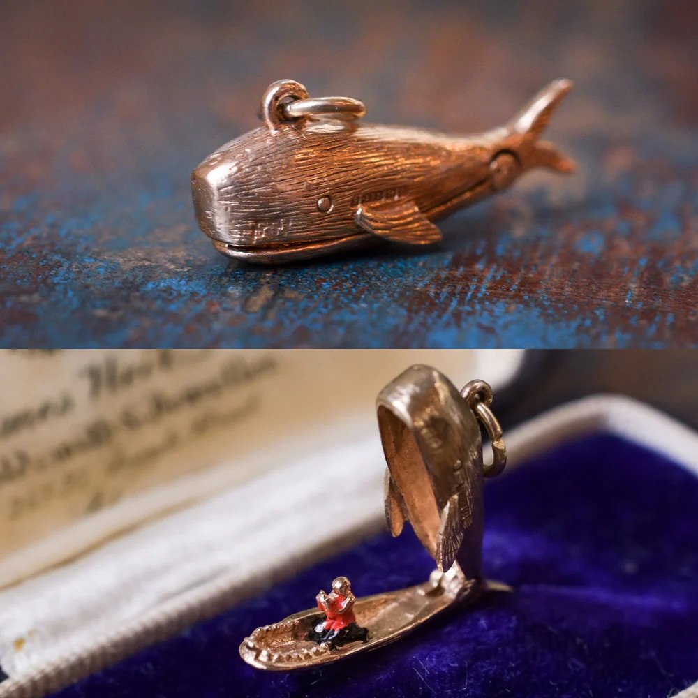 Antique Jonah and the Whale 9ct gold charm