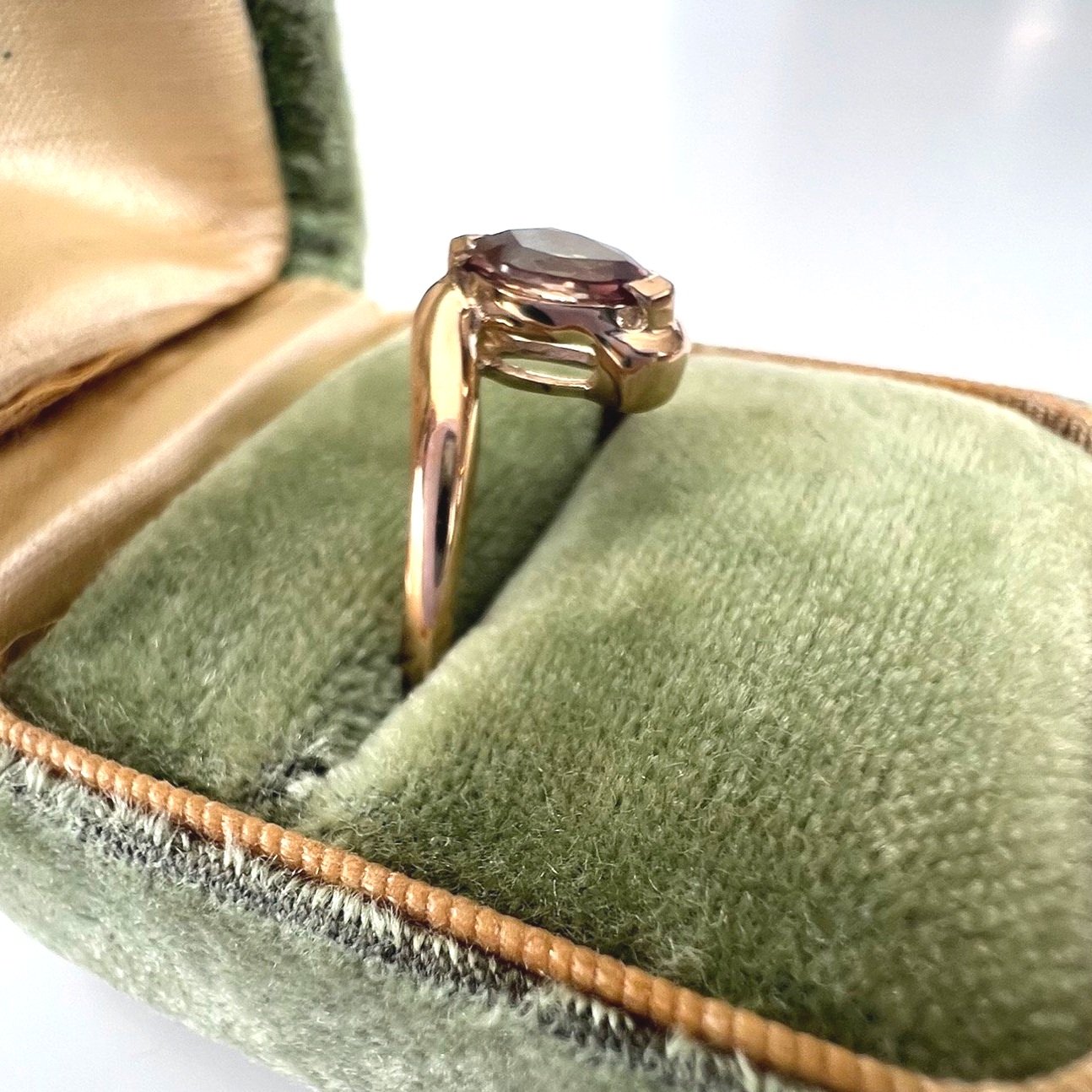 Smoky Quartz Marquis yellow gold Crossover Ring - Size 6.75