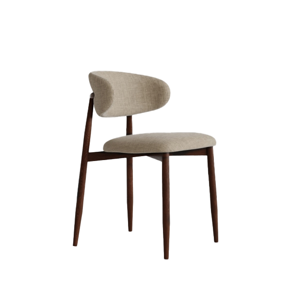 Halston Dining Chair, Latte Sustainable Fabric - Side View.png