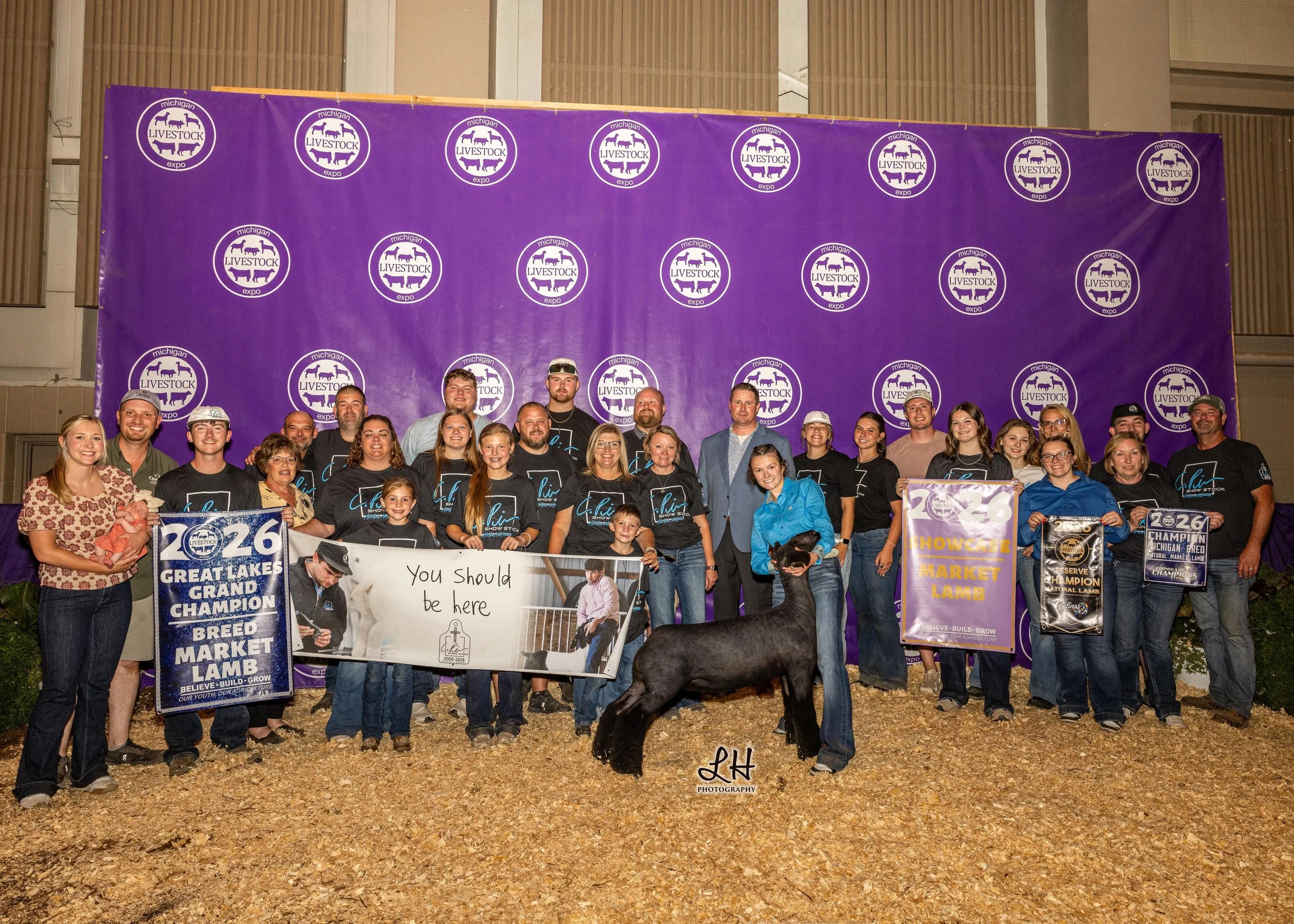 MLE backdrop Great Lakes Grand Breed Market Lamb shown by Miley Poindexter 2026