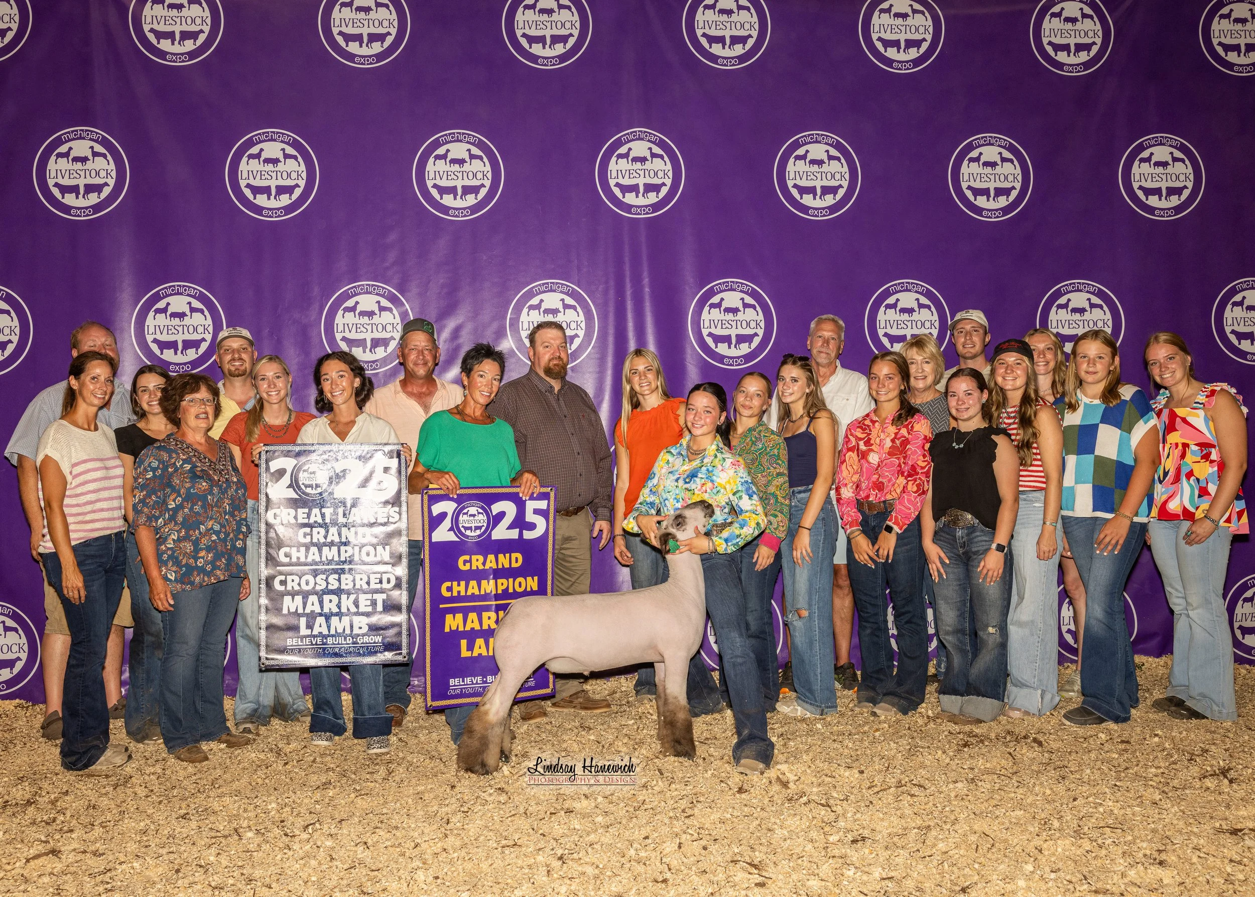 2025 MLE Market Lamb Results Grand Champion Market Lamb and Great Lakes Crossbred Market Lamb shown by Kayla Pittman