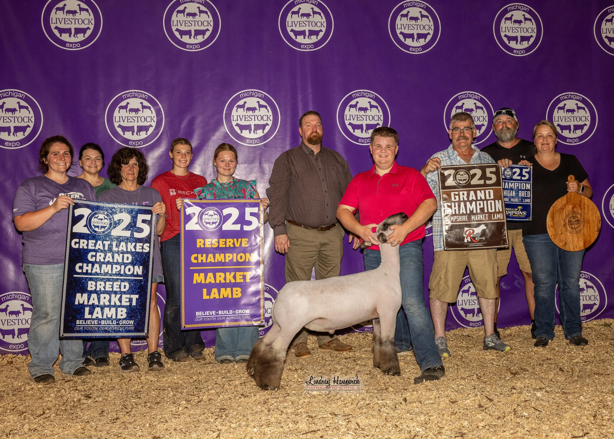 2025 MLE Market Lamb Results Reserve Grand Champion Market Lamb and Great Lakes Grand Breed Market Lamb Shown by Eli Vincent