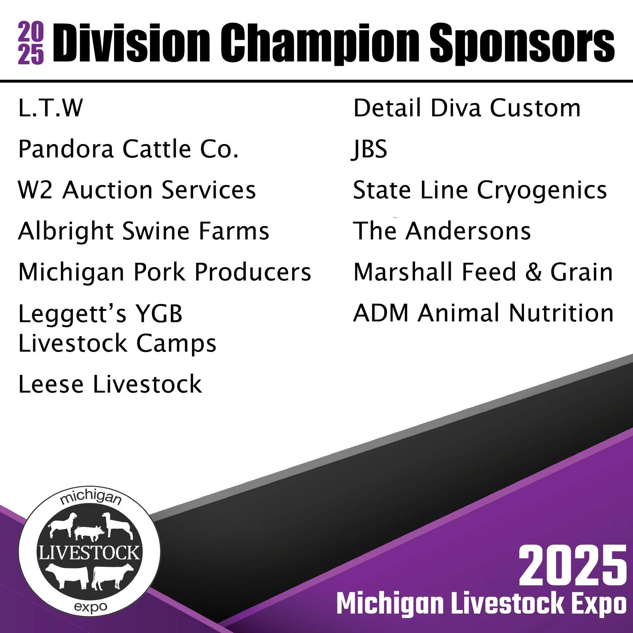 A list of division champion sponsors