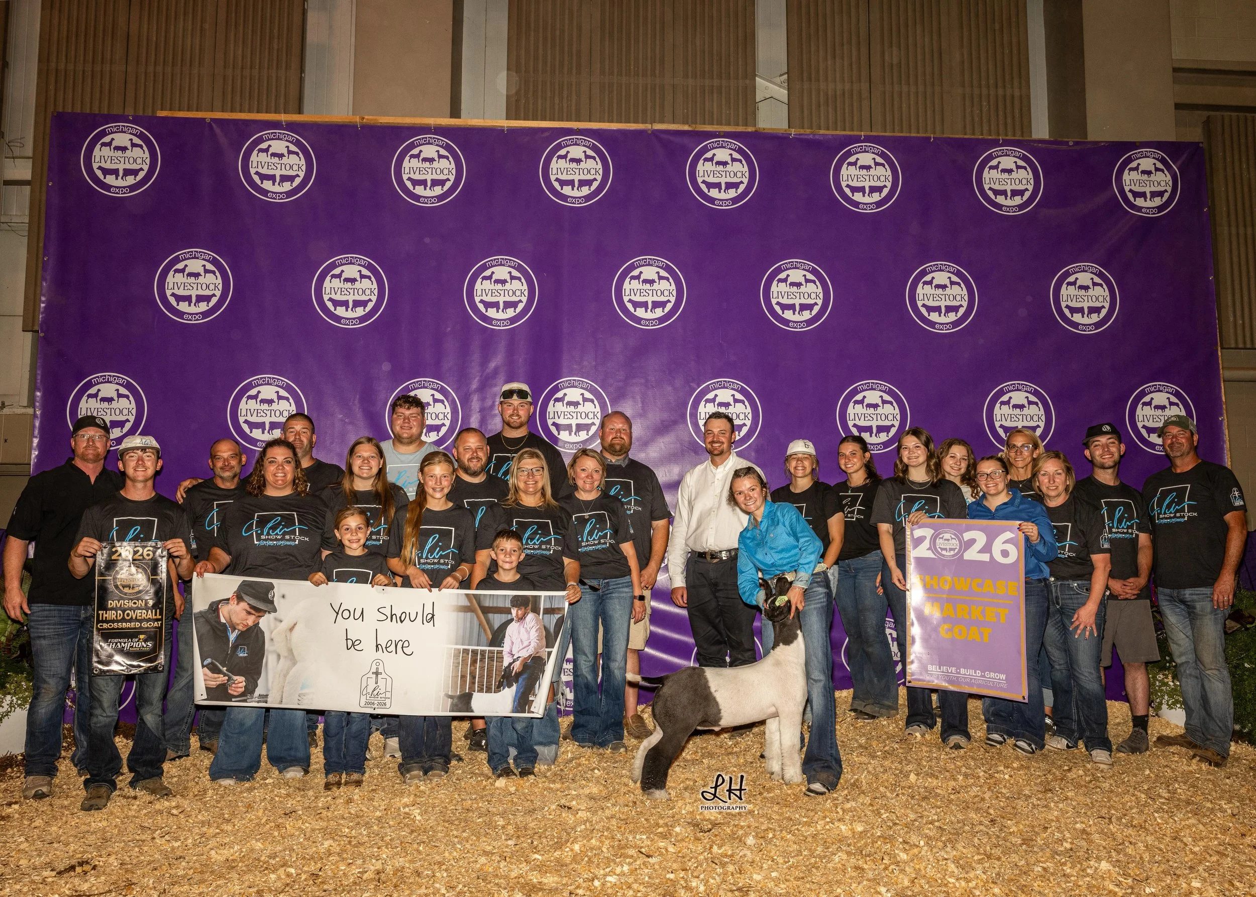 MLE 2026 backdrop Showcase Market Goat shown by Miley Poindexter