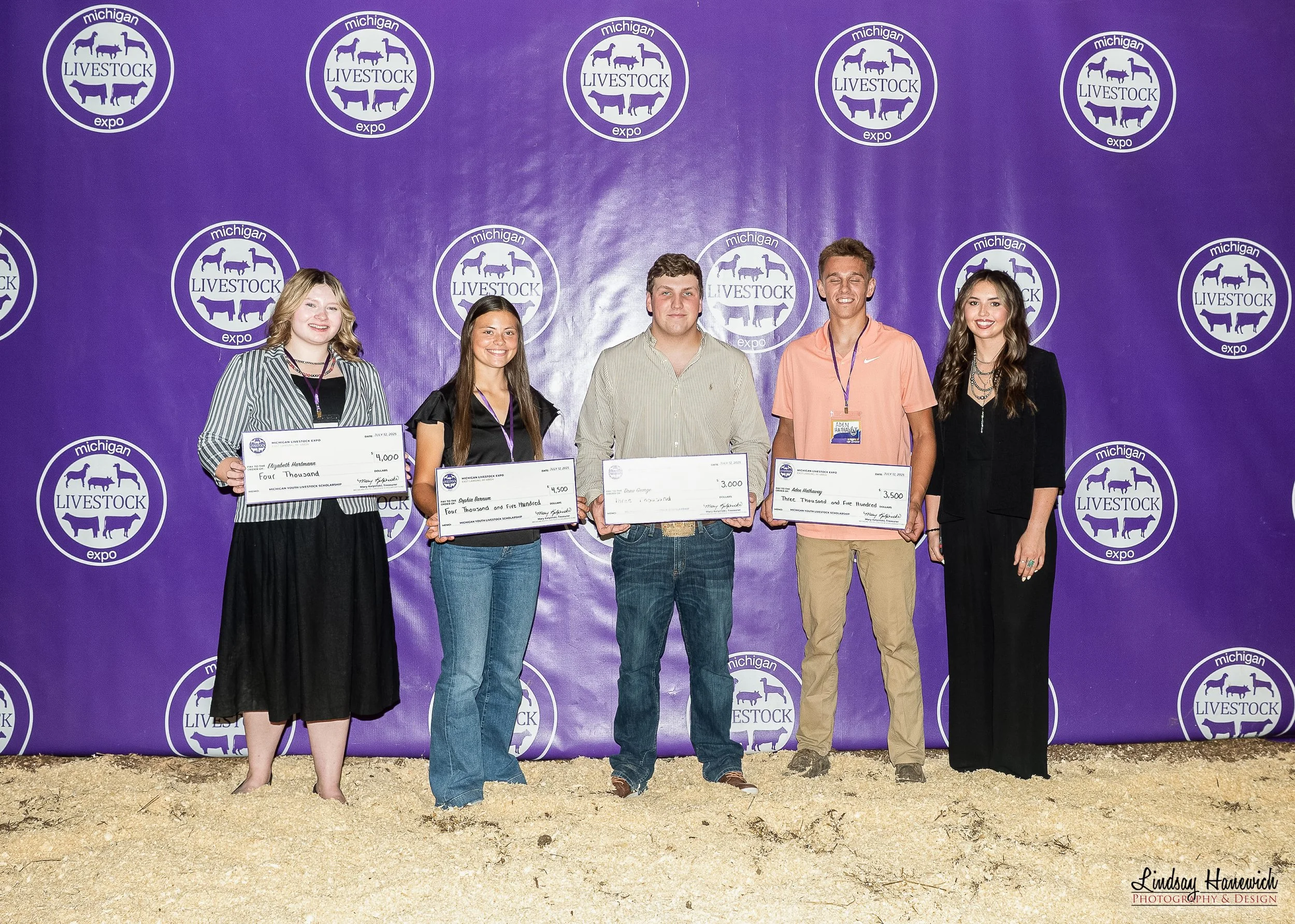 2025 MYLSF Top 5 Scholarship Winners: Elizabeth Hartman, Sophia Barnum, Drew George, Aden Hathaway and Jaydn Herzog