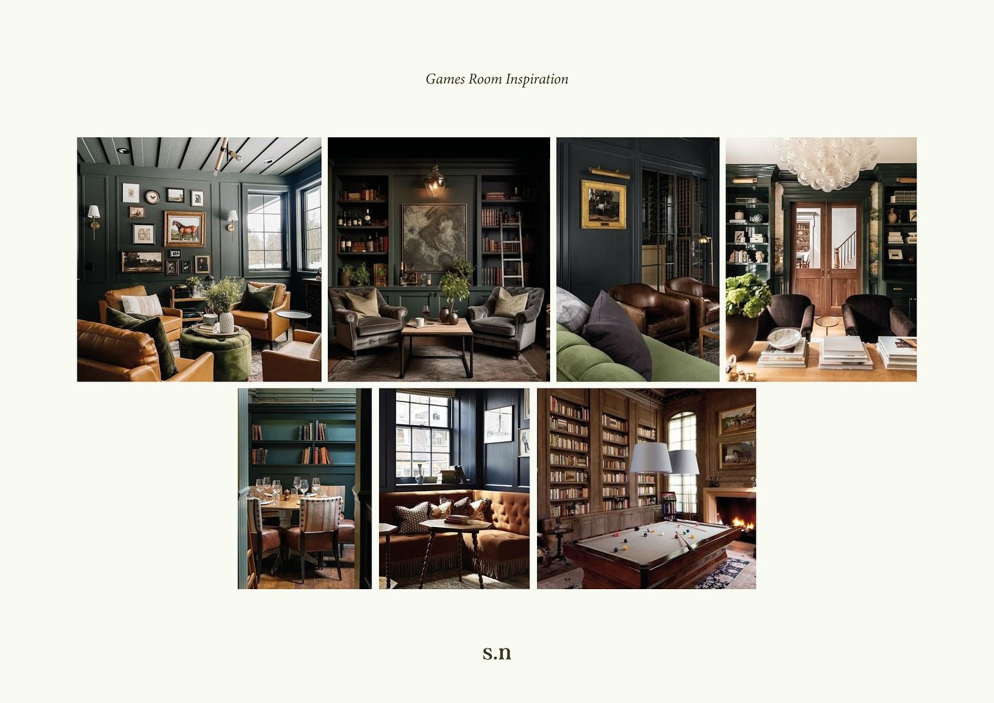 Happy Saturday everyone! 

We wanted to share another glimpse into our vision for our hotel project! We are particularly excited to see the Games Room come to life 🌿🕯️♟️📚

Sourcing the perfect deep cosy green took some careful consideration, but w