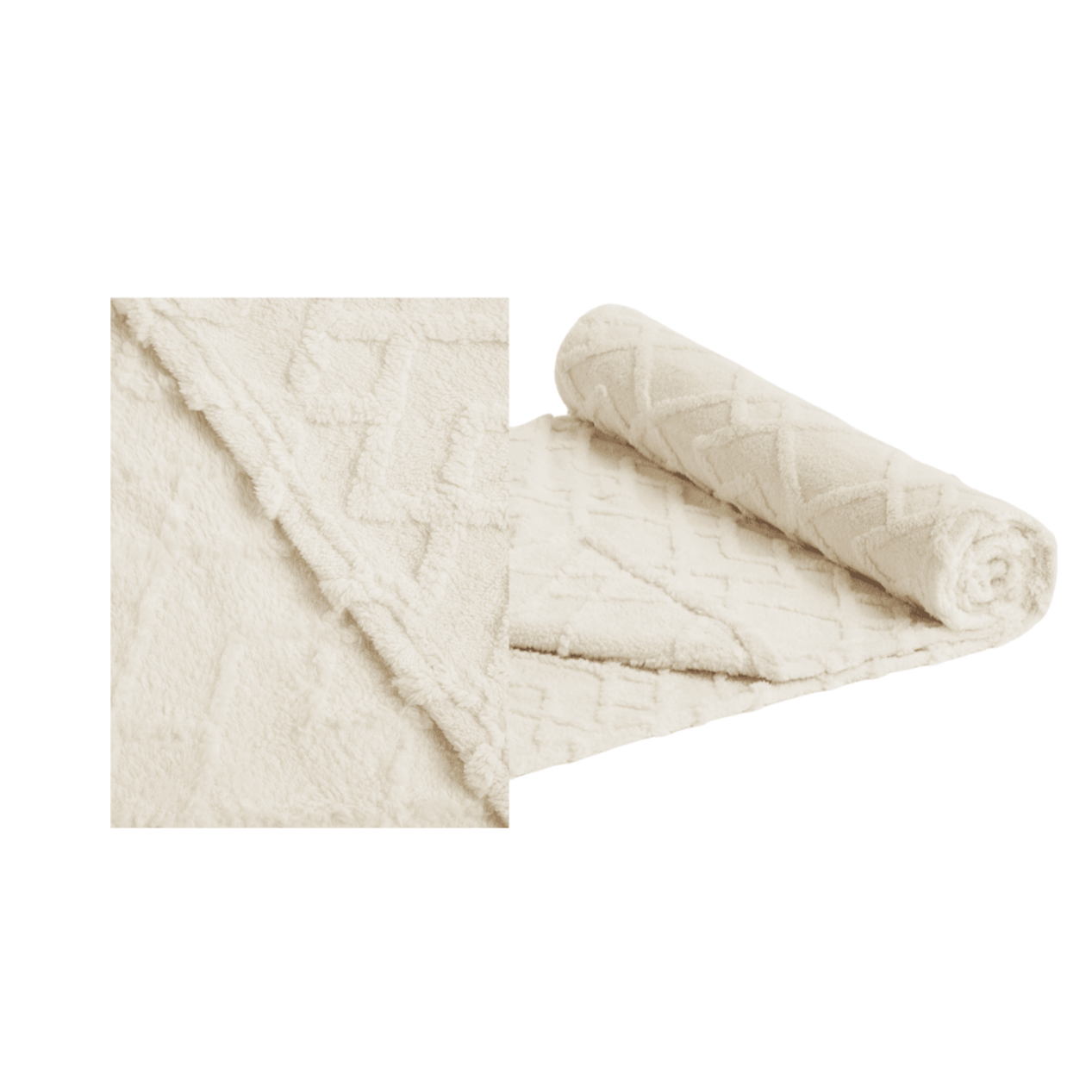 Cream sherpa blanket for wedding and corporate event hire by Du Toit Events in Plettenberg Bay and the Garden Route