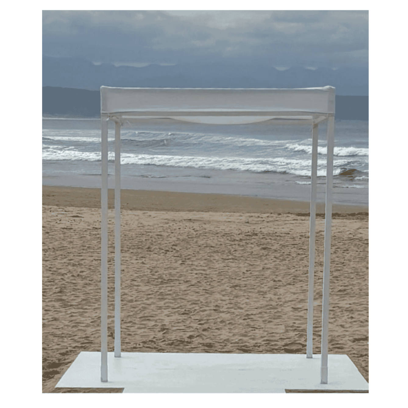 Square bridal gazebo with platform for wedding and corporate event hire by Du Toit Events in Plettenberg Bay and the Garden Route