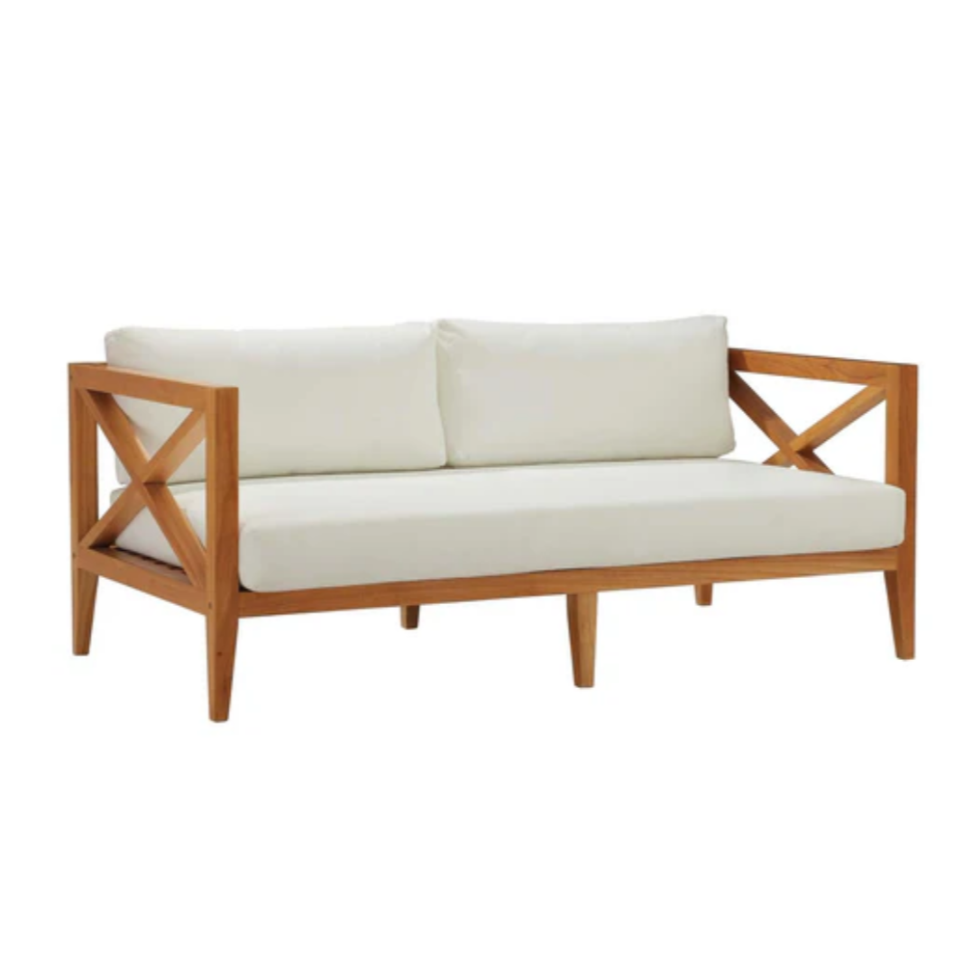 Saligna wooden three seater bench for wedding and corporate event hire by Du Toit Events in Plettenberg Bay and the Garden Route