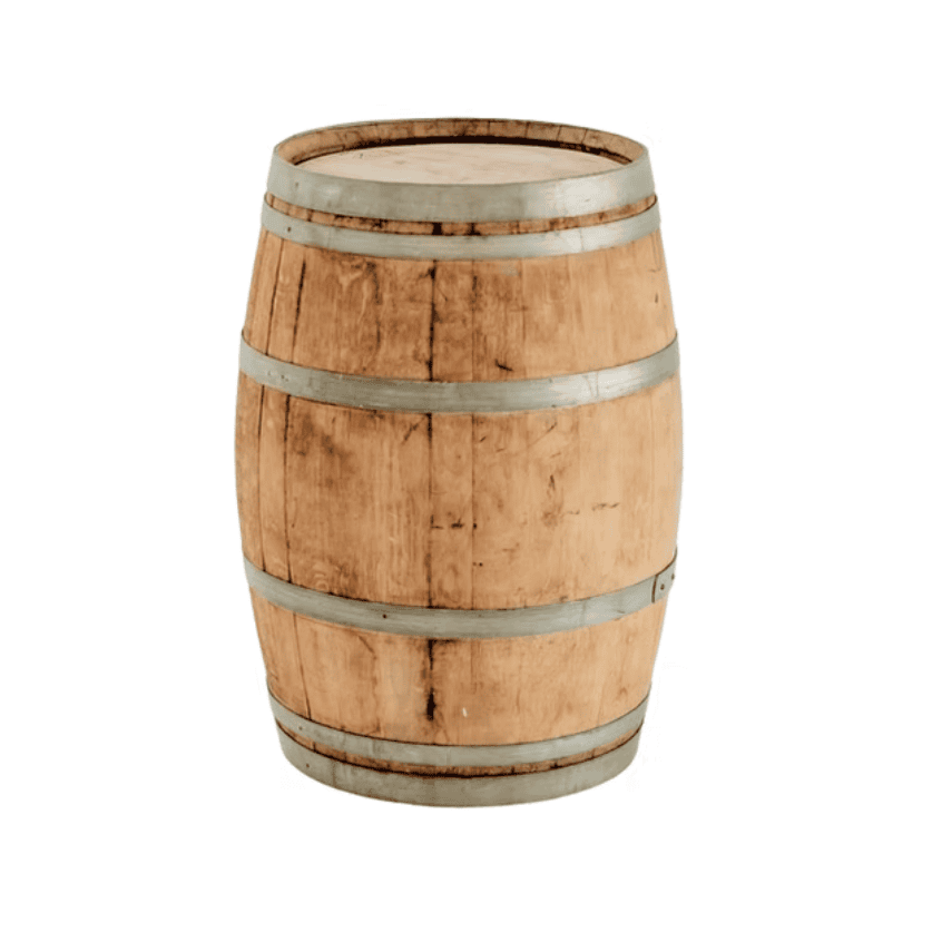 Wooden oak wine barrel for wedding and corporate event hire by Du Toit Events in Plettenberg Bay and the Garden Route