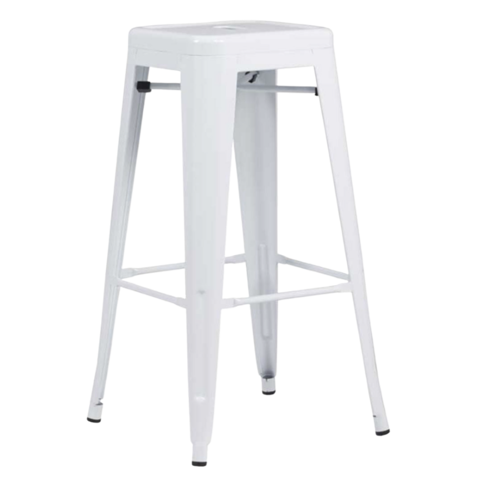 White Tolix metal bar stool for wedding and corporate event hire by Du Toit Events in Plettenberg Bay