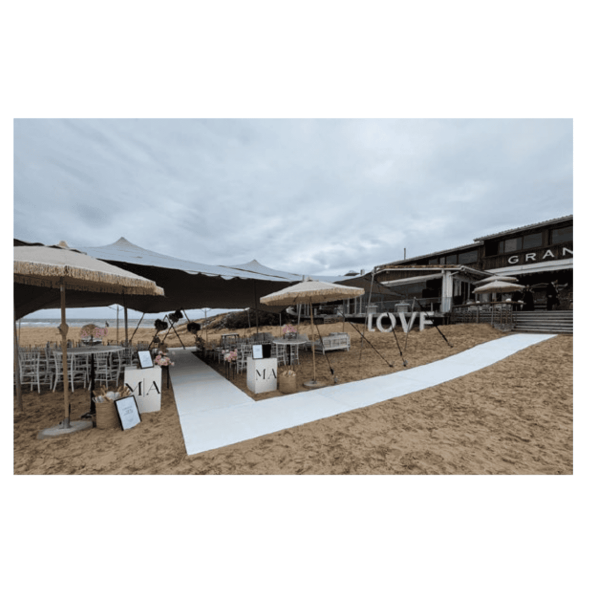 beach wedding Wooden platforms and aisles for wedding and corporate event hire by Du Toit Events in Plettenberg Bay and the Garden Route