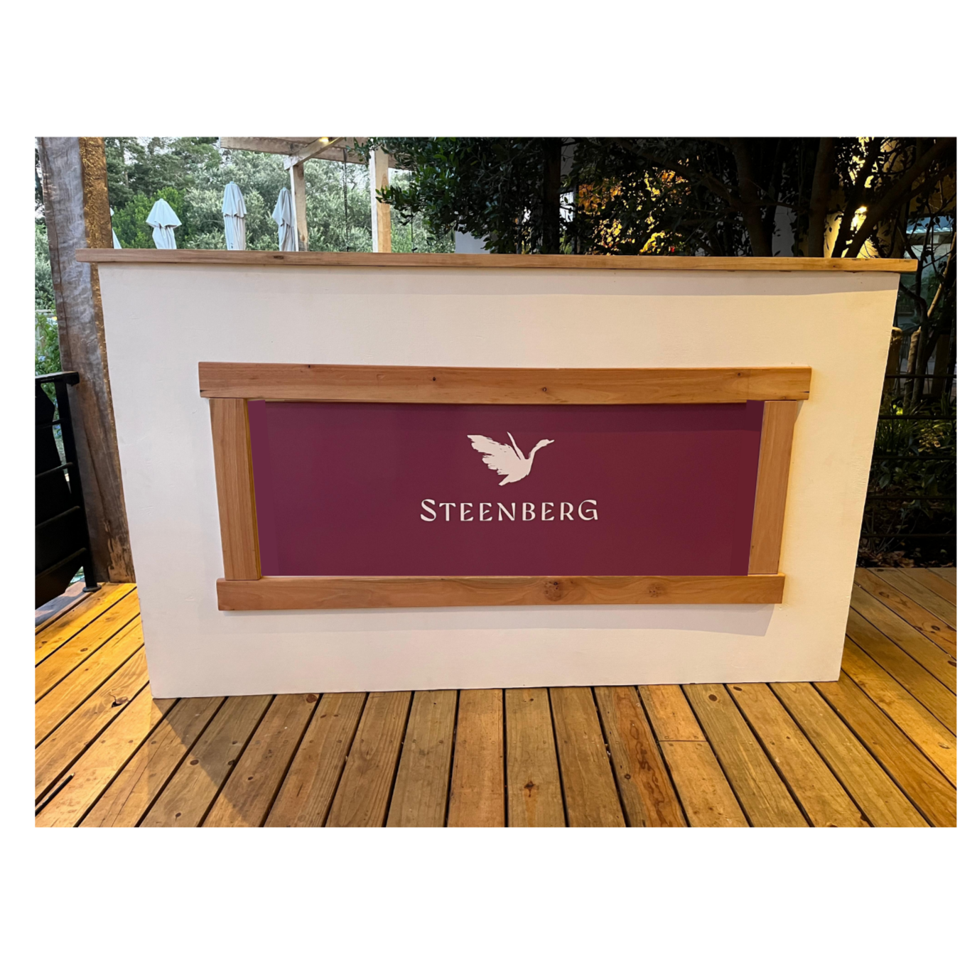 Custom modular bar counters in multiple sizes for wedding and corporate event hire by Du Toit Events in Plettenberg Bay and the Garden Route