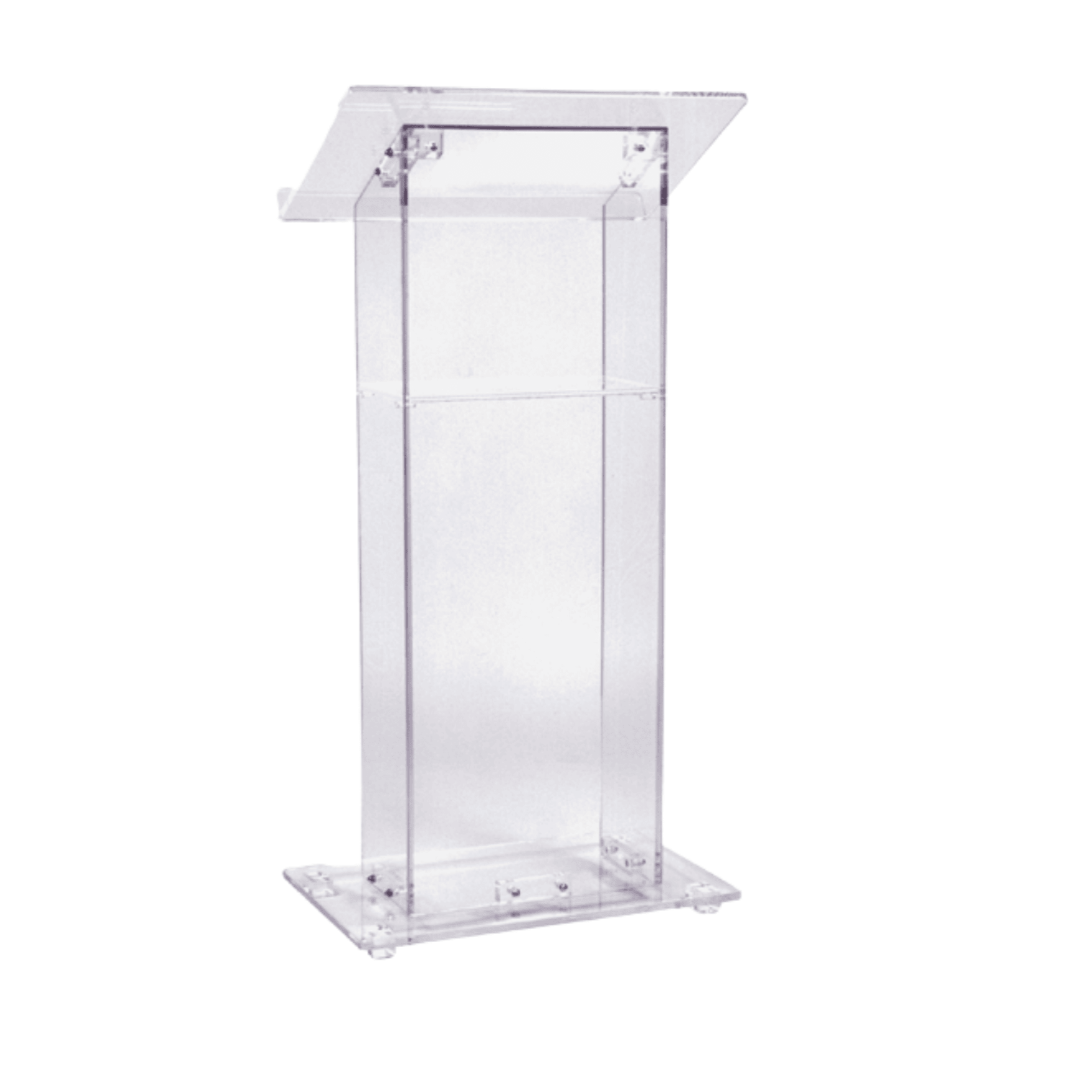 Clear perspex podium lectern for wedding and corporate event hire by Du Toit Events in Plettenberg Bay and the Garden Route