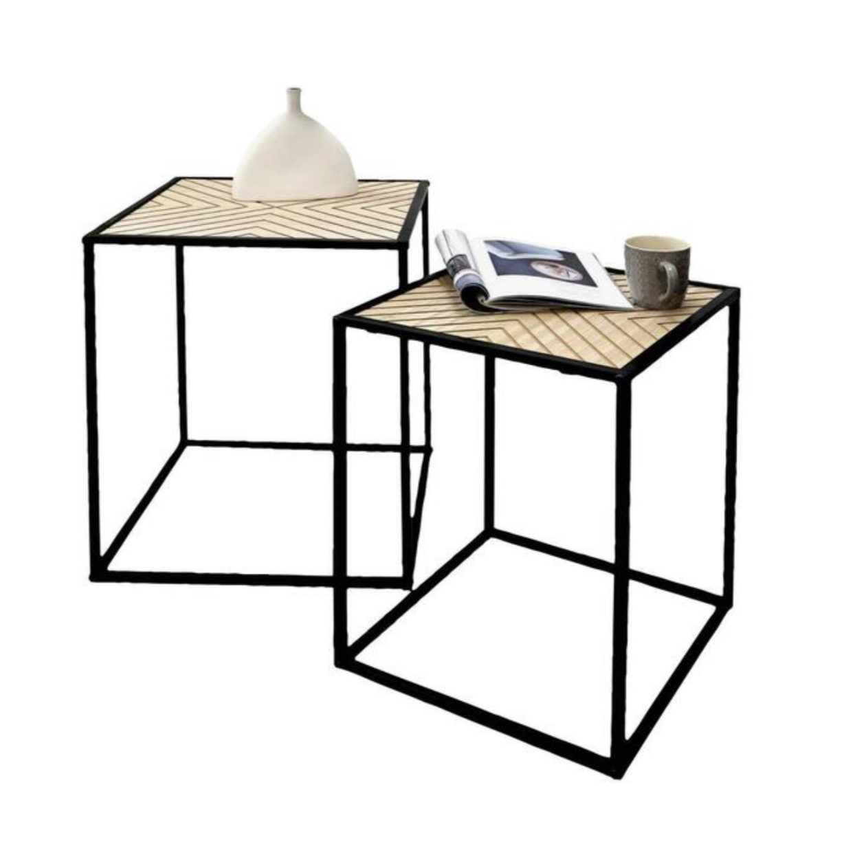 Koga square side table set of two for wedding and corporate event hire by Du Toit Events in Plettenberg Bay and the Garden Route