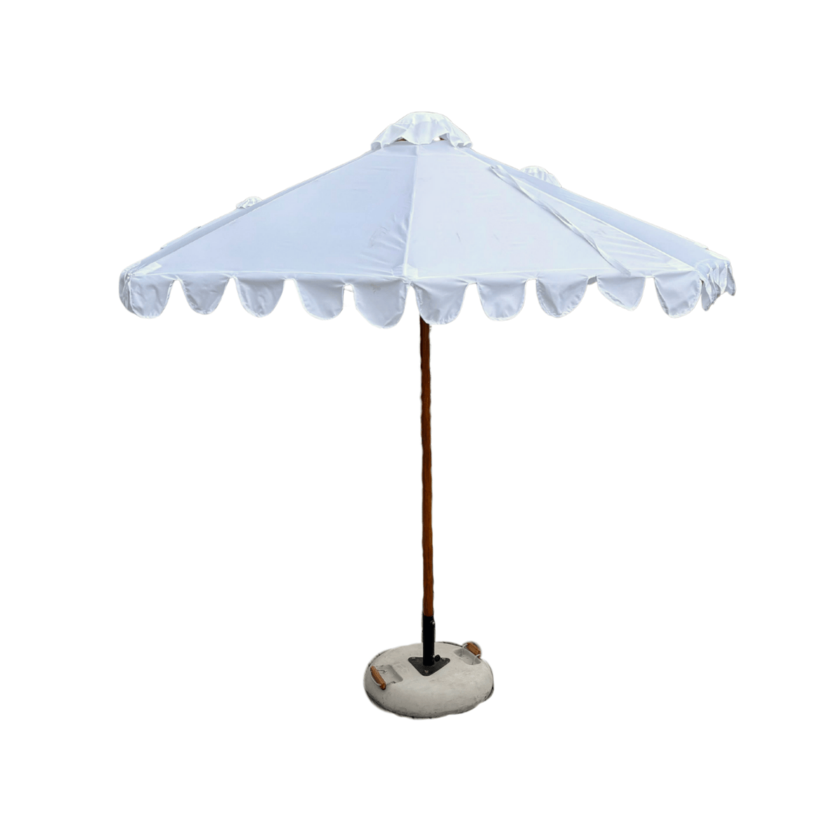 3m scalloped umbrella for wedding and corporate event hire by Du Toit Events in Plettenberg Bay and the Garden Route