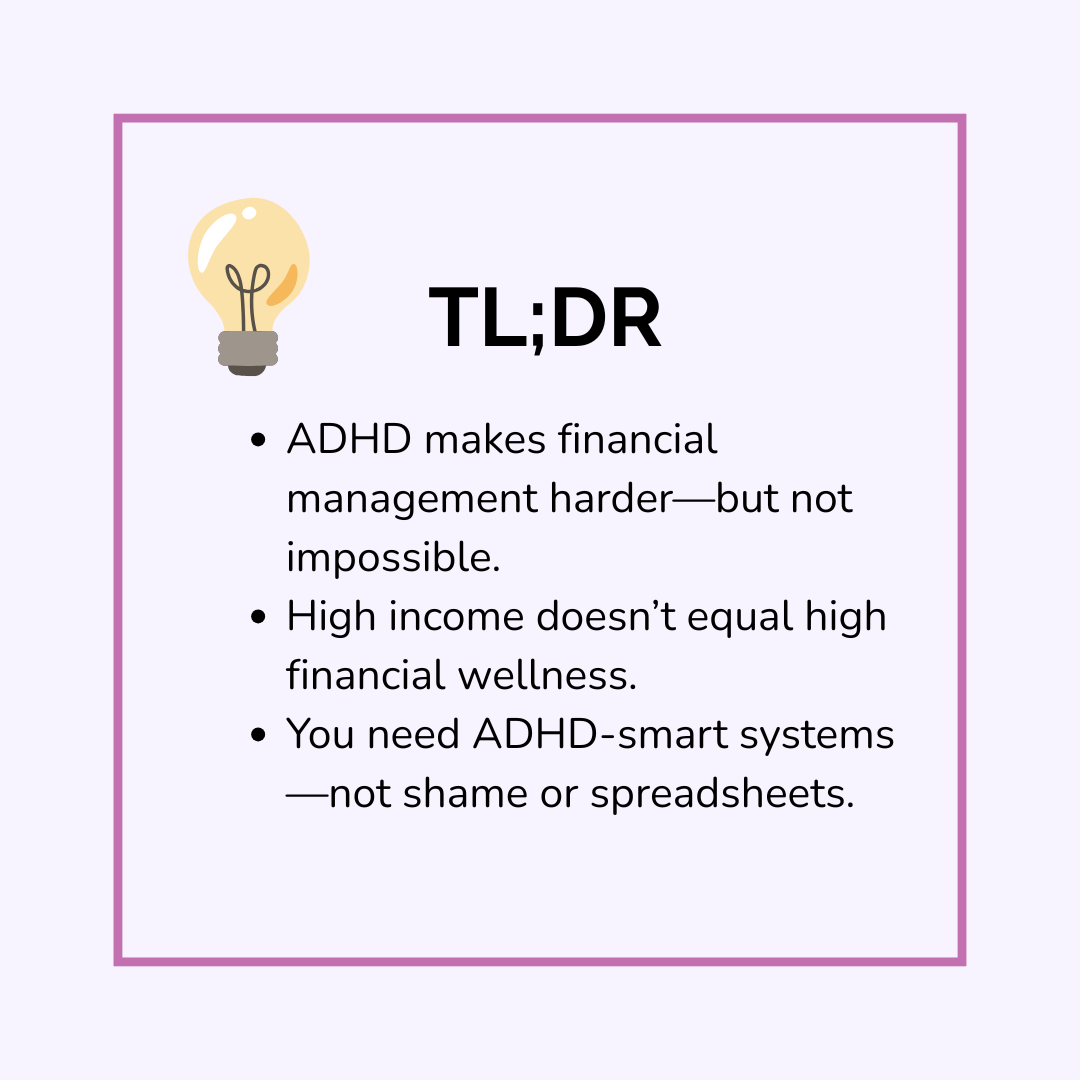 High-earning woman with ADHD reviewing finances at home