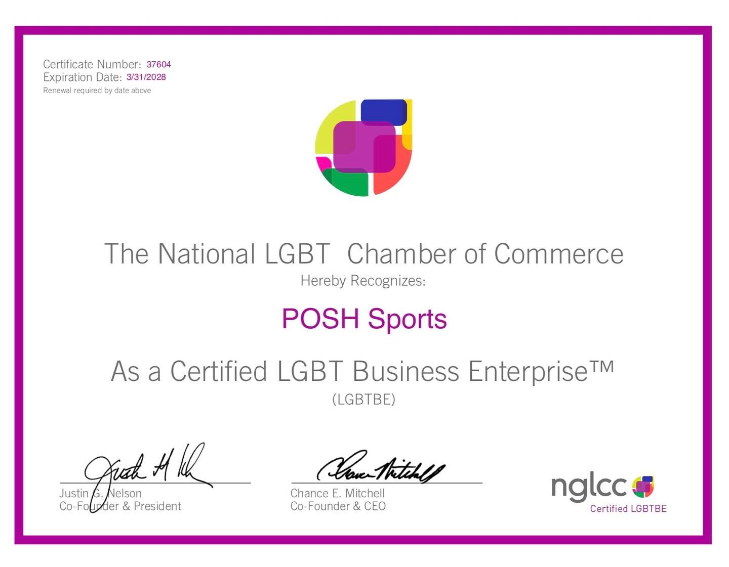 I&rsquo;m deeply honored and incredibly grateful to share that we have been officially accepted as a part of the National LGBT Chamber of Commerce (NGLCC) and recognized as a certified LGBT Business Enterprise.

This certification is a meaningful mil
