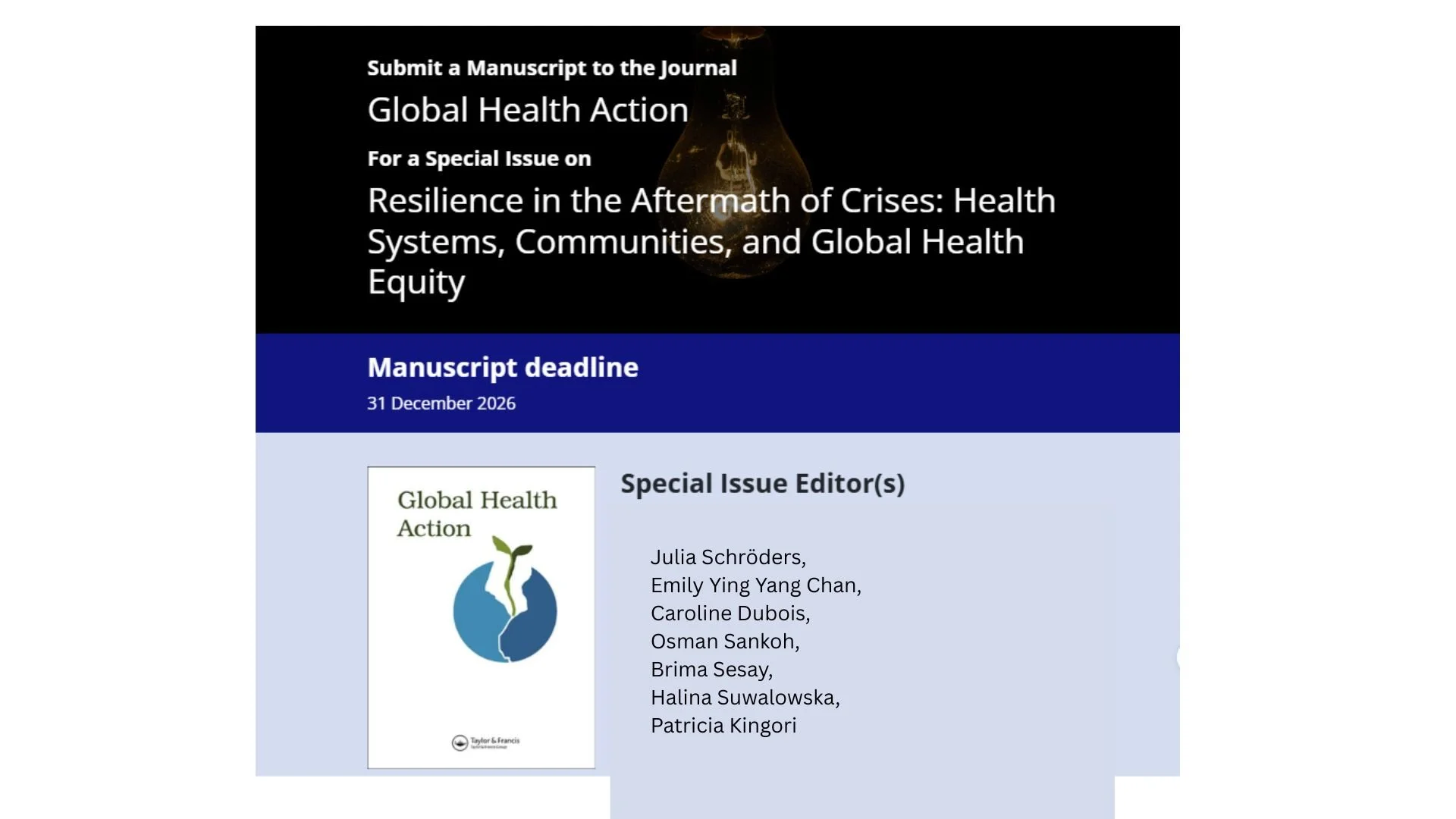Global Health Action special issue with After the End