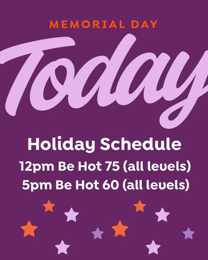Have a safe and happy Memorial Day today yogis. 💜⁠
⁠
#yoga #bikramyoga #bikramyogaatlanta #hotyogaatlanta #hotyoga #behotbehappy #meditation #mindfulness #BeltLineAtlanta #bikram #mindful