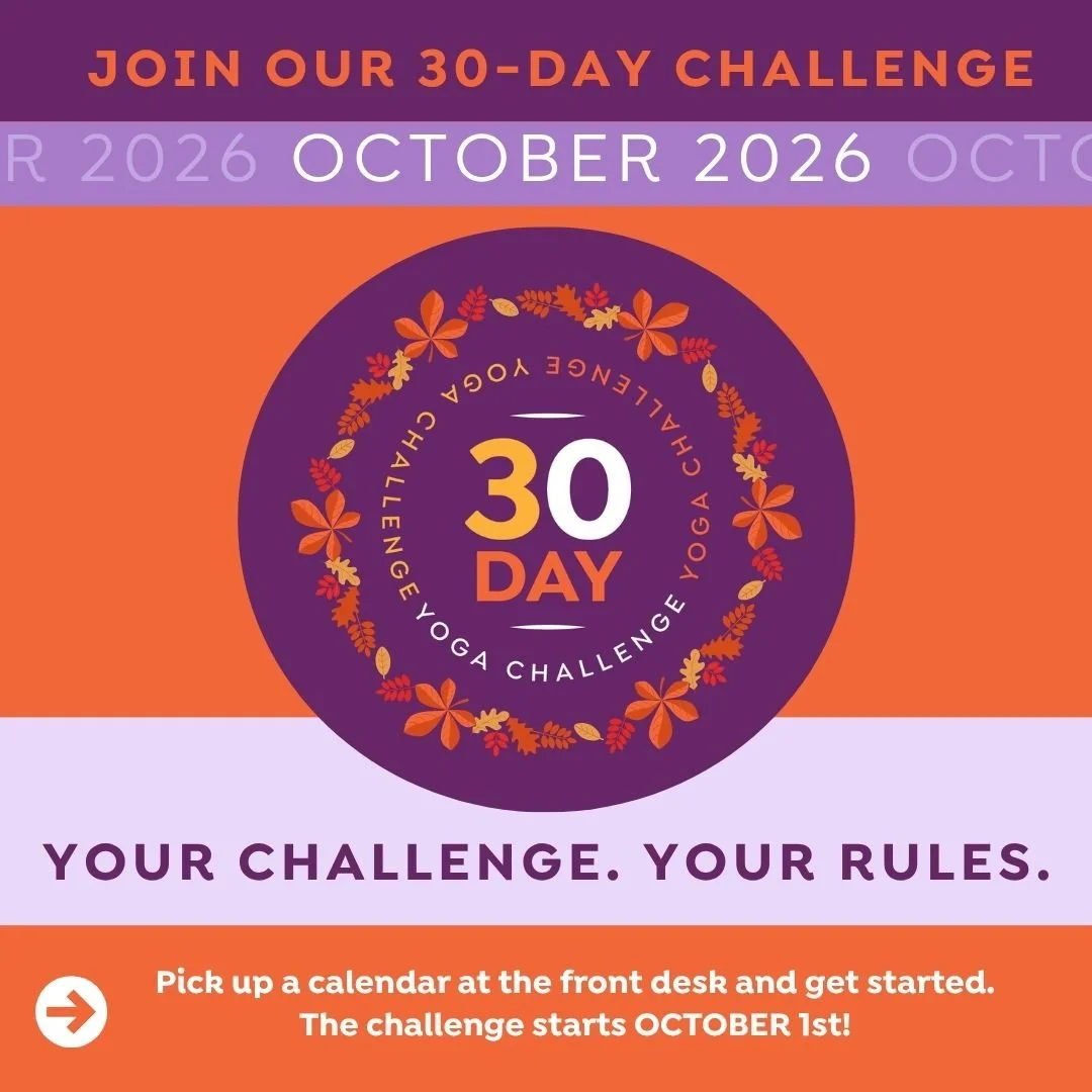 Fall is in the air and so is our OCTOBER 30 DAY CHALLENGE!🎉⁠
⁠
Get ready to join in on the fun and pick up your calendar at the front desk. You get to set the rules. Whether it&rsquo;s 10 classes, 20 classes, or a full 30 days of practice, this chal