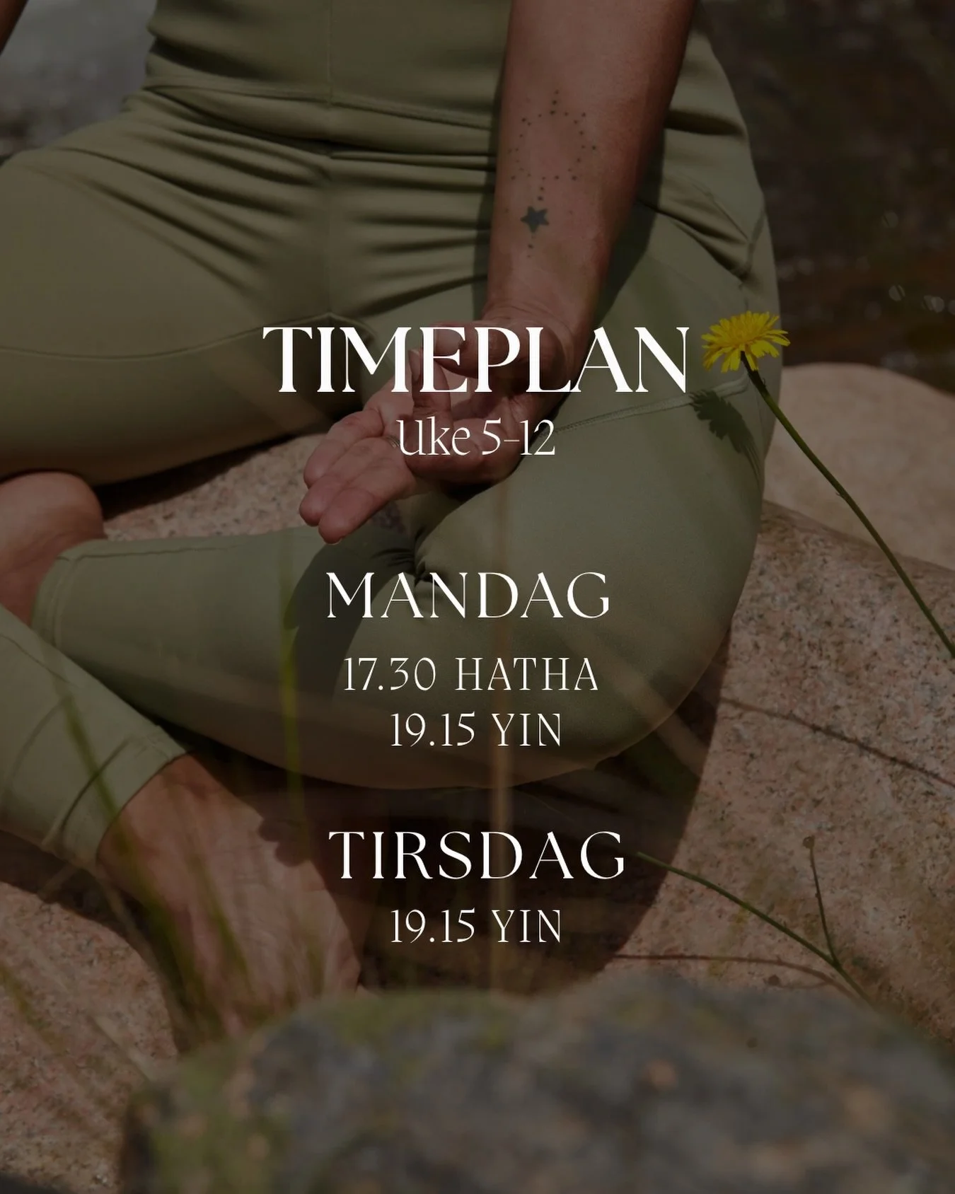 Velkommen til &aring;rets f&oslash;rste kursrunde 💕 
Denne uken starter yogakursene, endelig! 

Ta kontakt hvis du &oslash;nsker &aring; delta p&aring; drop-in 🫶🏻
Det er mulig for drop-in p&aring; mandager, yin p&aring; tirsdag er helt fullbooket 