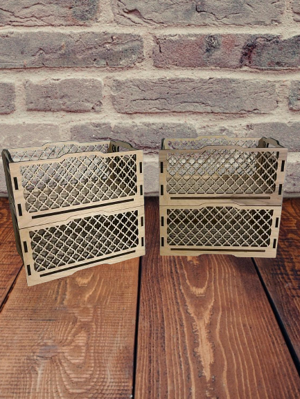 MEDIUM-Stackable Wooden Basket