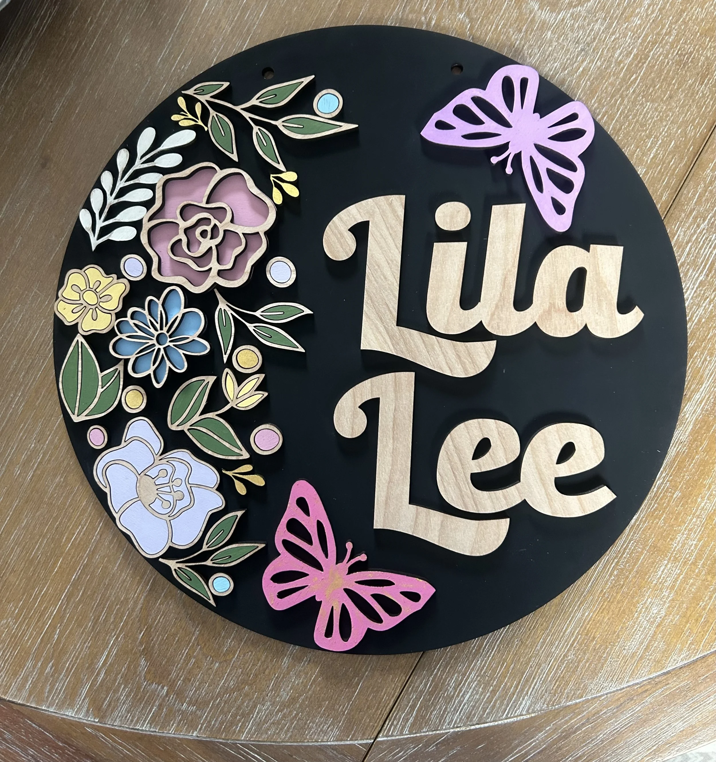 Personalized Floral & Butterfly Name Plaque