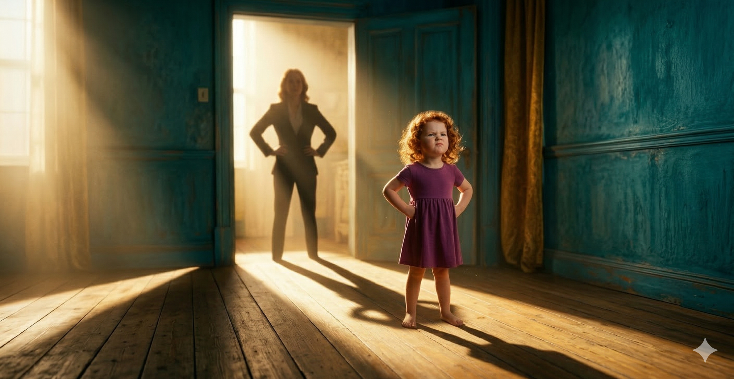 Fearless little girl whose shadow is a fearless woman