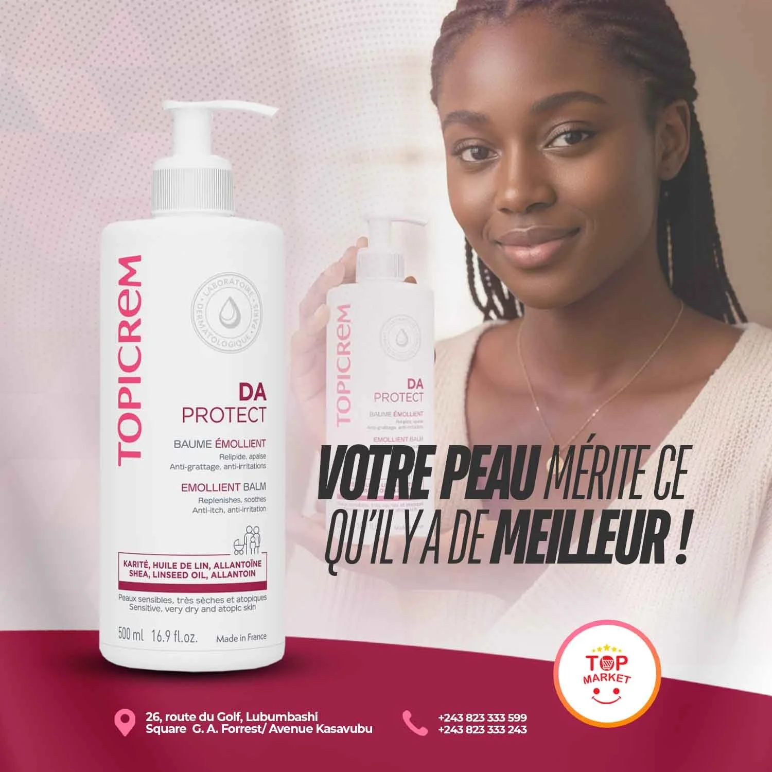 Parce que votre peau m&eacute;rite ce qu&rsquo;il y a de meilleur, Topicrem offre un baume &eacute;mollient con&ccedil;u pour apaiser, hydrater et prot&eacute;ger les peaux les plus sensibles.

Un soin dermatologique, pens&eacute; pour r&eacute;v&eac