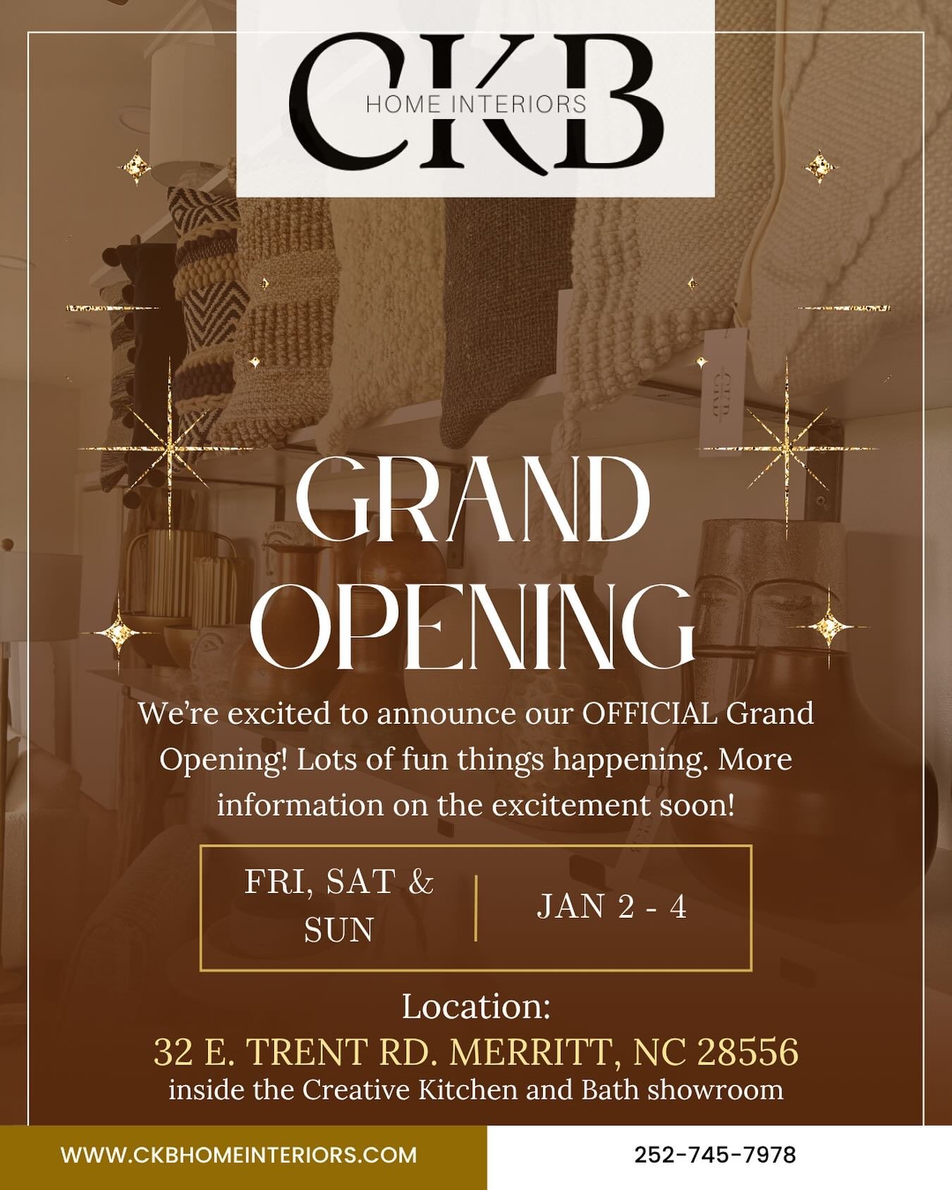 ✨Grand Opening Weekend✨

I&rsquo;m so excited to OFFICIALLY welcome you to CKB Home Interiors - a cozy, coastal, and chic space I&rsquo;ve dreamed of creating right here in Pamlico County! As a single mom of two busy kids, this shop is truly built fr