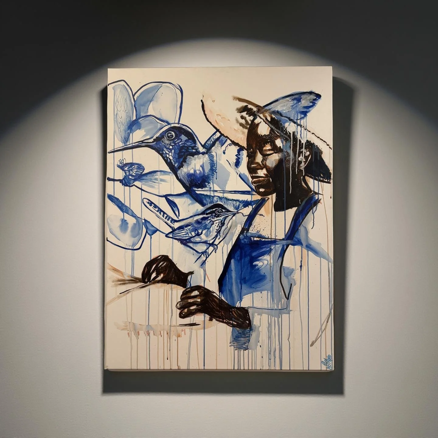 “Gullah Natured” 48x36 mixed media indigo dye