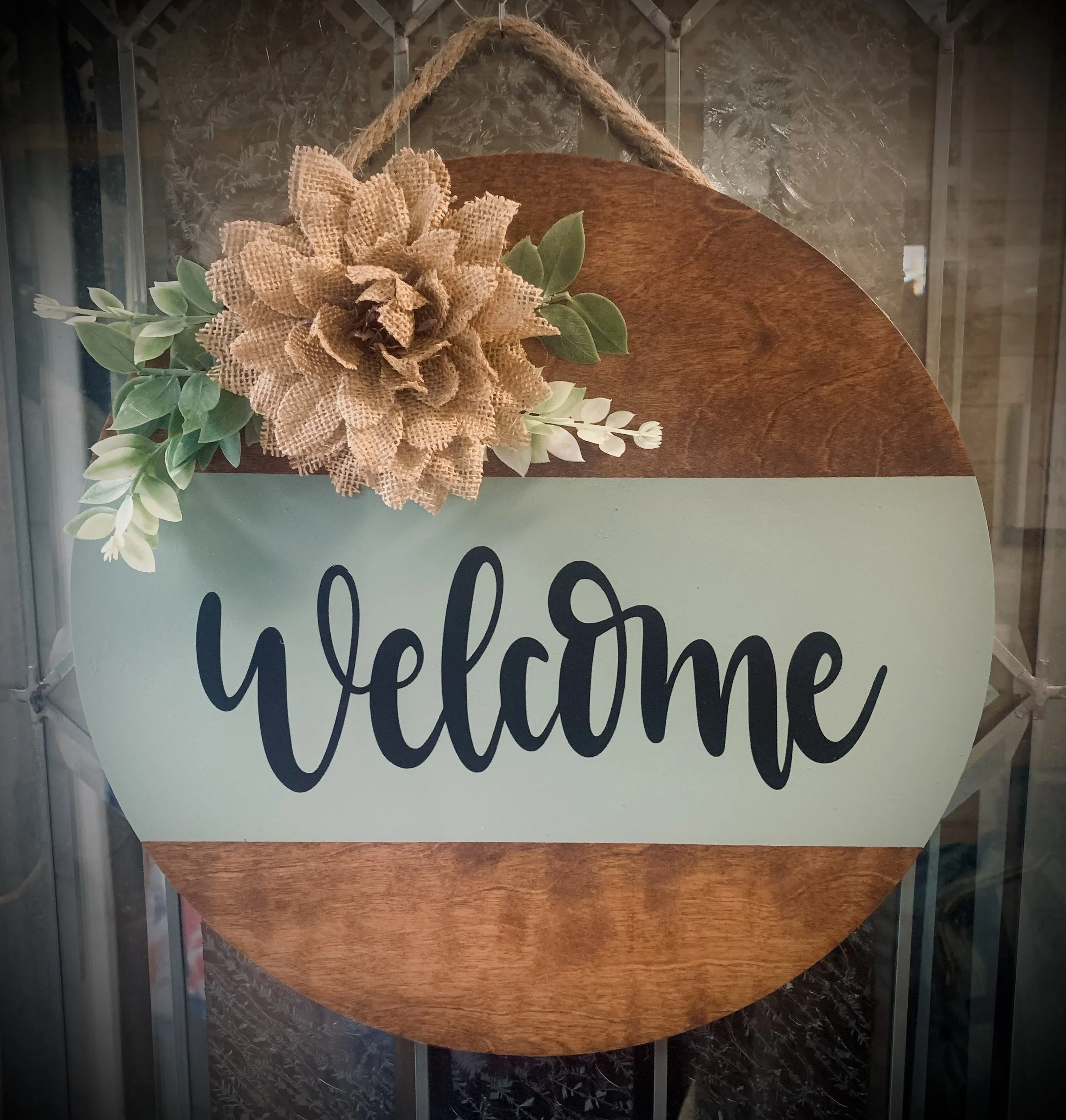 Welcome (Burlap Flower)