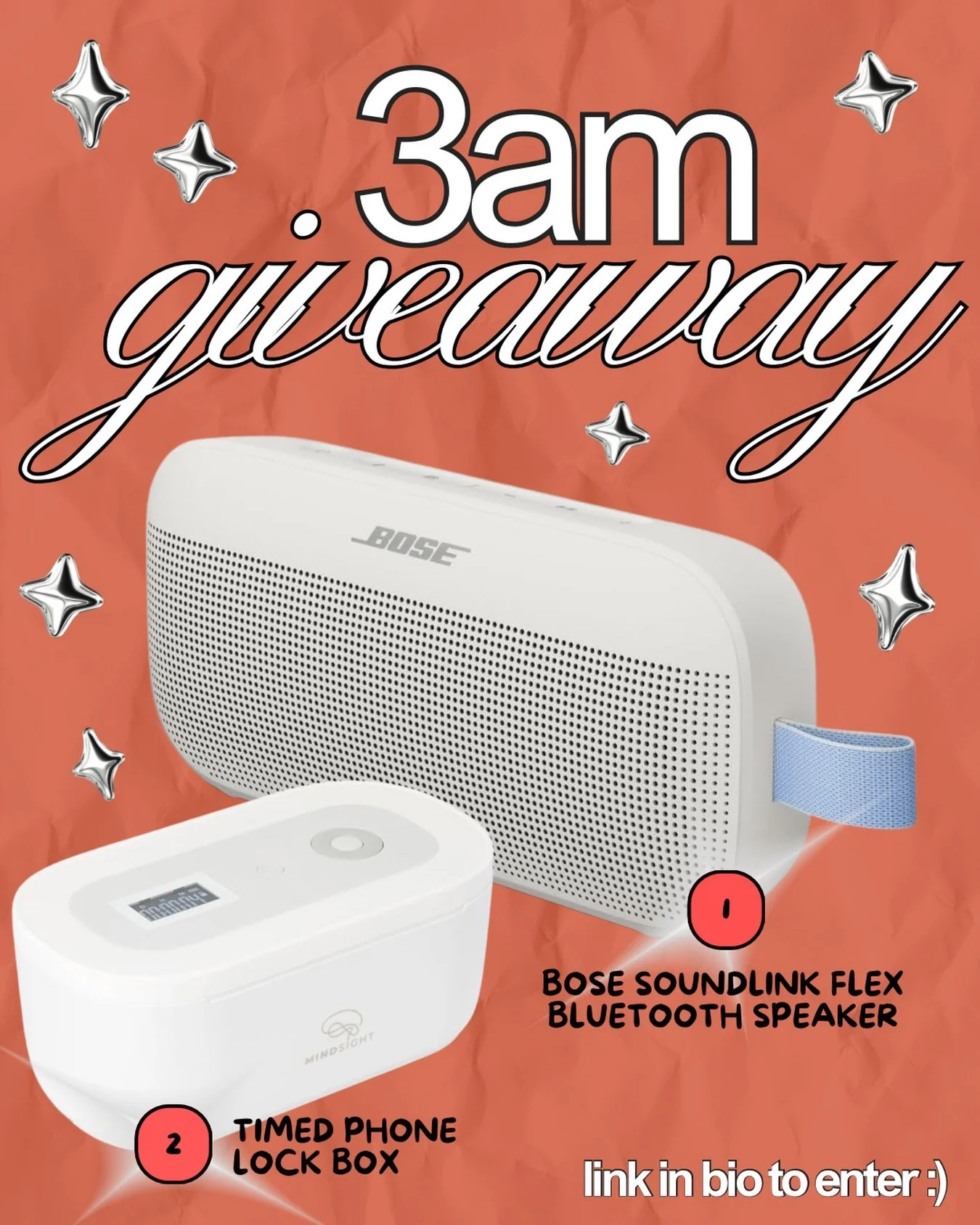 doing a little 3am giveaway to celebrate my new song🌙 giving away a bose bluetooth speaker + a timed phone lock box (for when the late night scrolling gets out of hand 🙃)

ENTER: click the link in bio &amp; enter with your email or phone number (su