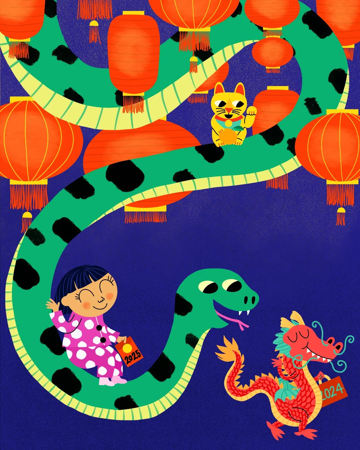 BYE DRAGON!
Le nouvel an lunaire arrive! On dit aurevoir au dragon et on laisse la place au serpent.
Étant représentée sur le continent asiatique par @yeonagency , j'ai voulu illustrer cet événement.
J'ai repris