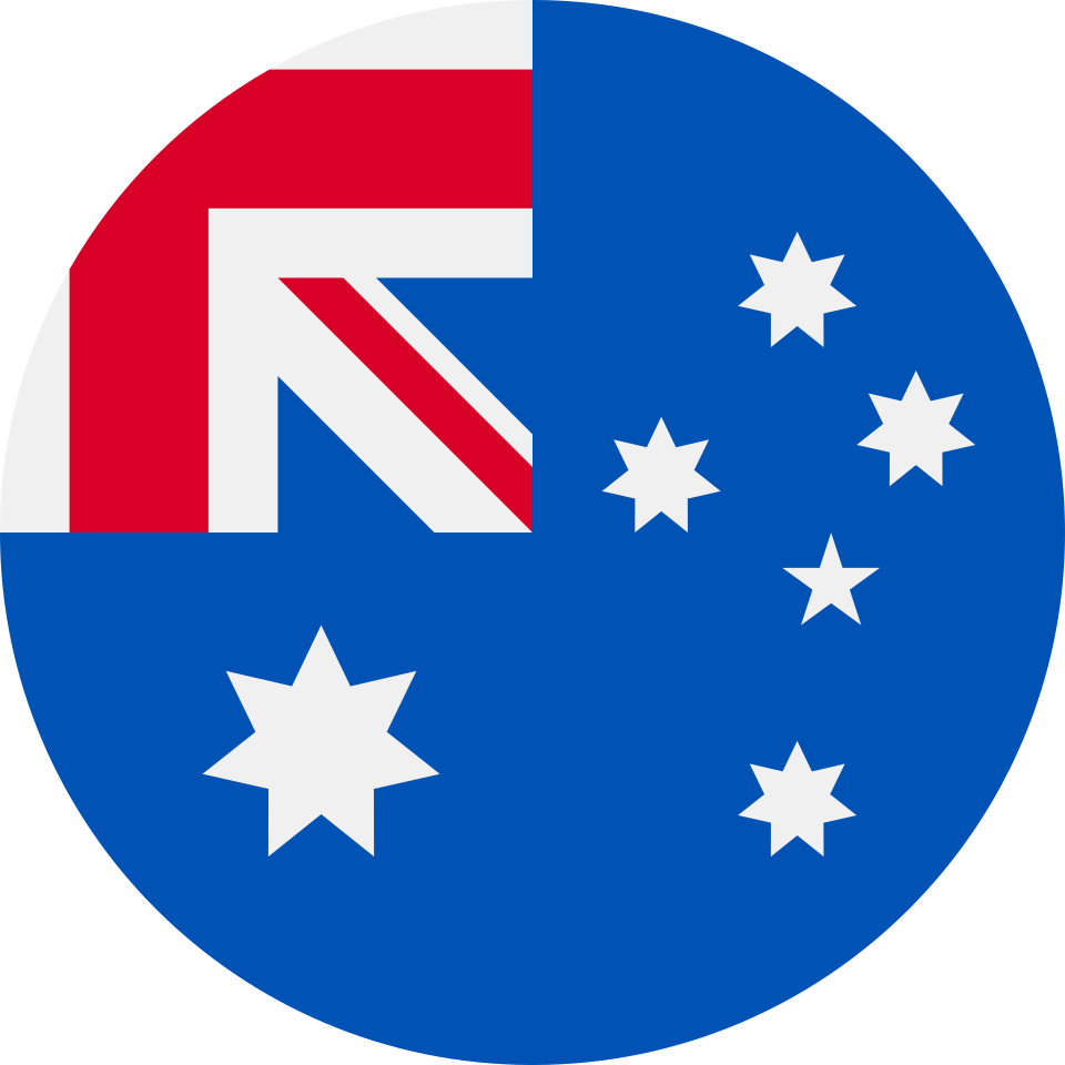 A circular design combining elements of the Australian flag and the Southern Cross constellation.