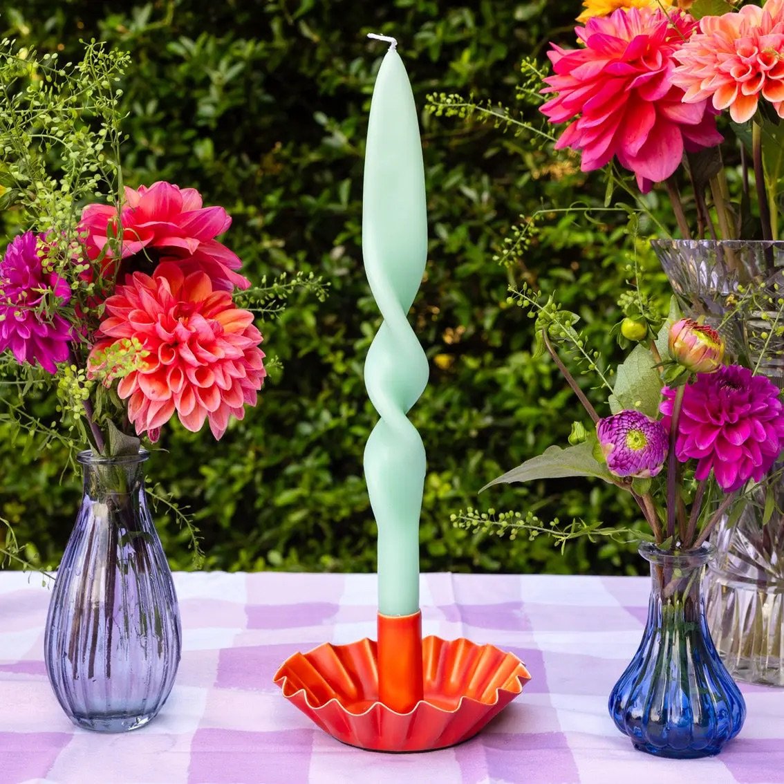 Scalloped Orange Metal Candle Holder 2.jpeg